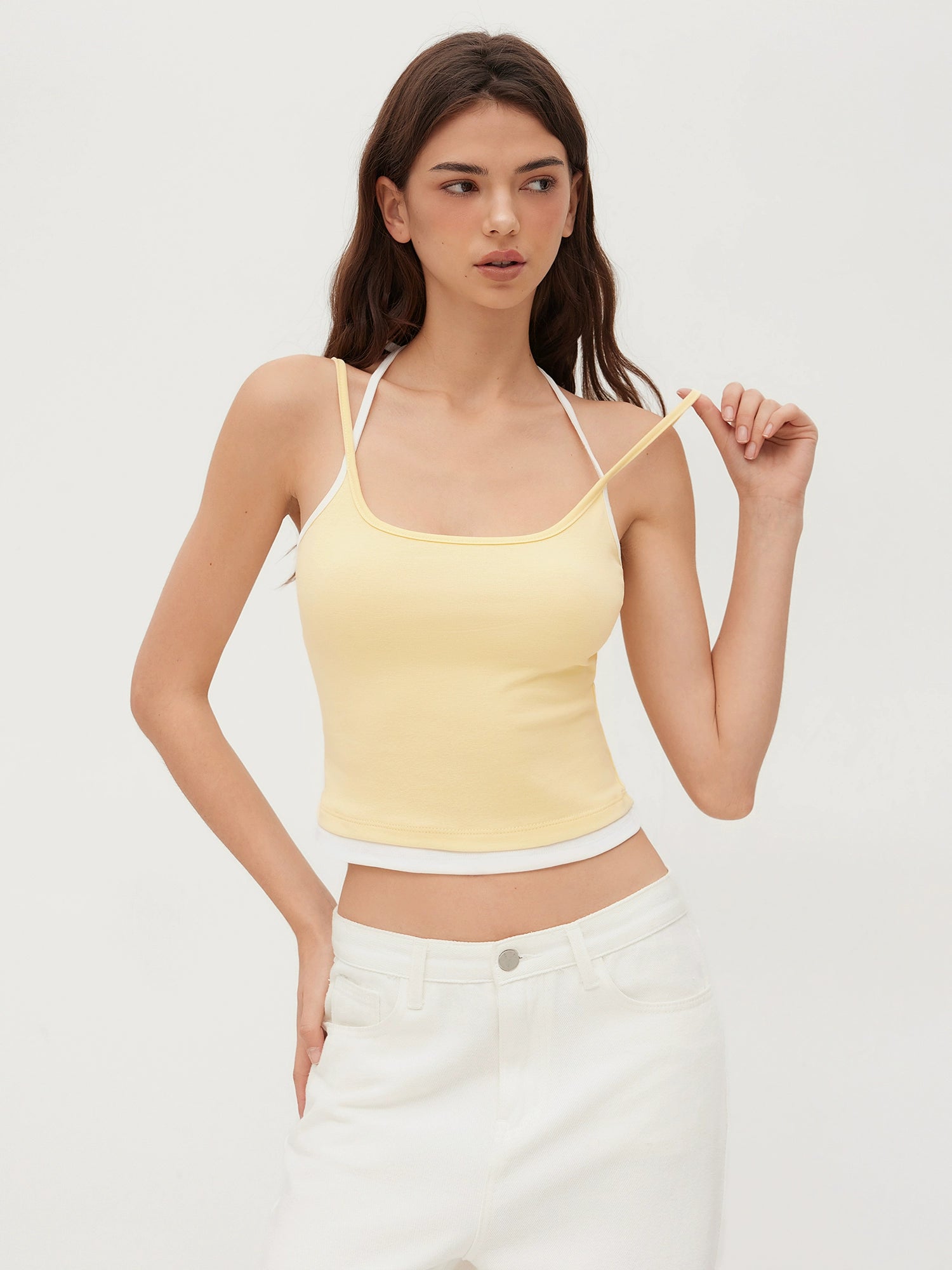 star same genuine cotton-blended halterneck two-tone lace-up suspender bolero