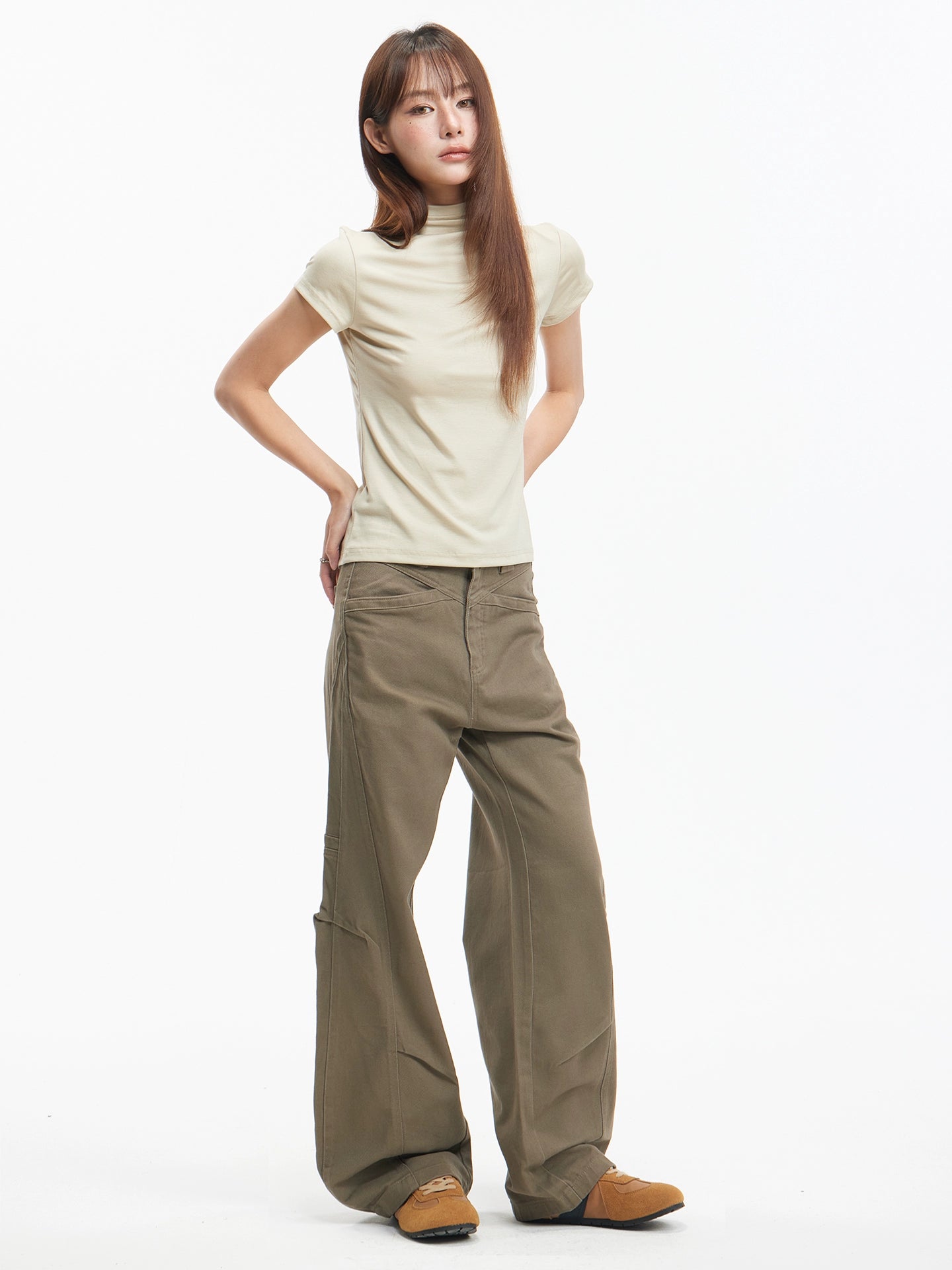 American retro deconstructed versatile casual trousers women's vibe design sense cargo pants