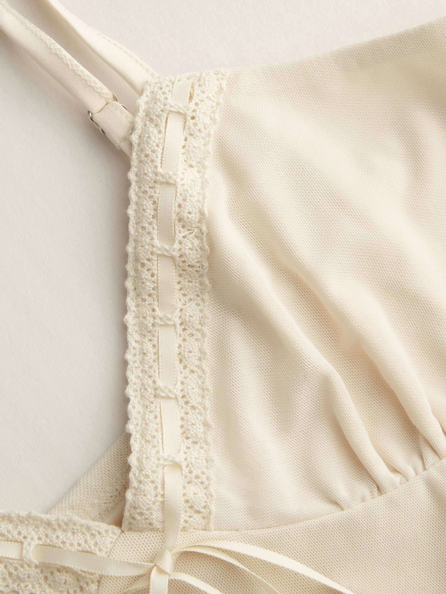 Mesh V-Neck Bow Cropped Camisole Top Ruffled Mid Skirt Set