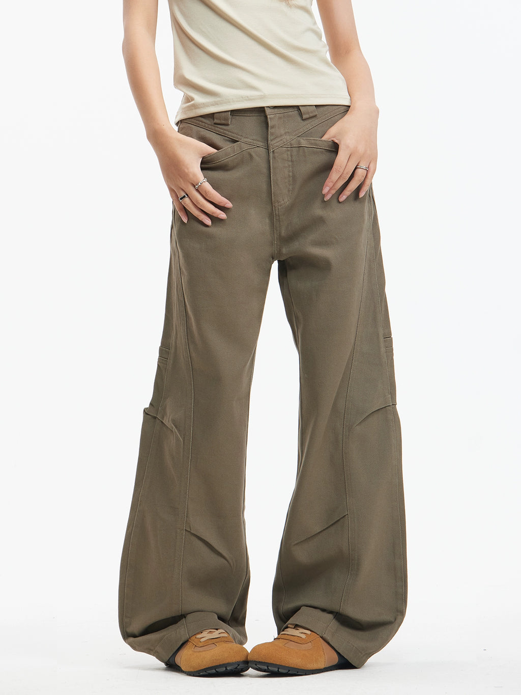 American retro deconstructed versatile casual trousers women's vibe design sense cargo pants