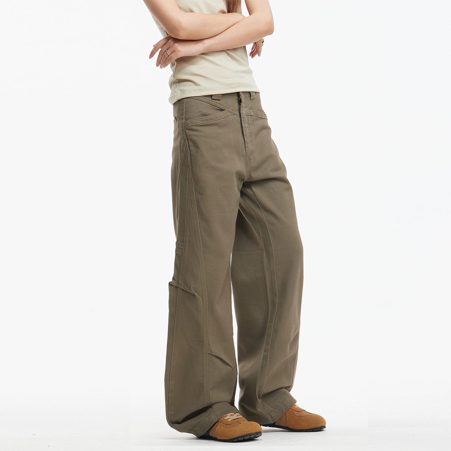 American retro deconstructed versatile casual trousers women's vibe design sense cargo pants