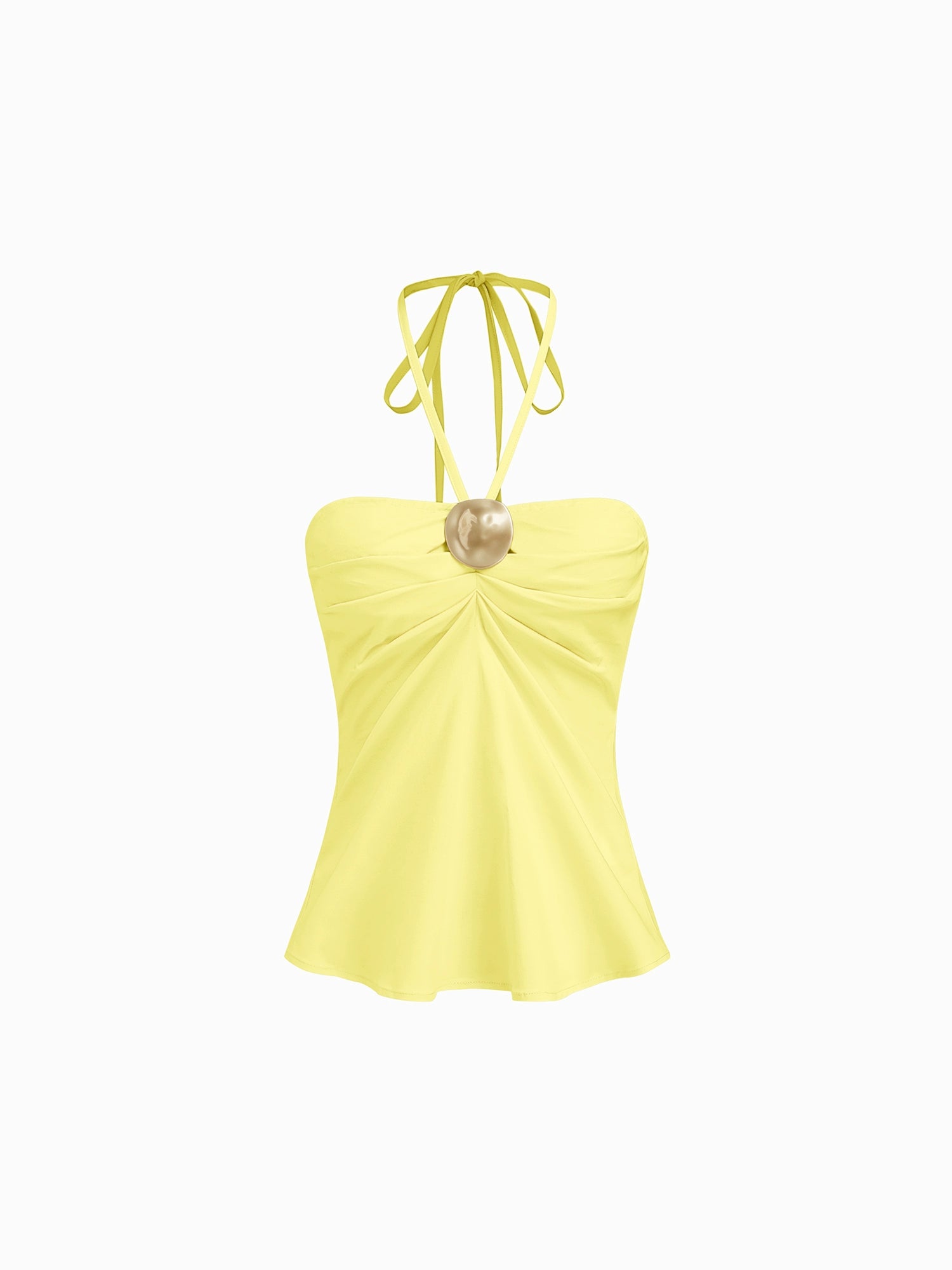 cotton-blend neck camisole pleated design metal-trimmed sleeveless top