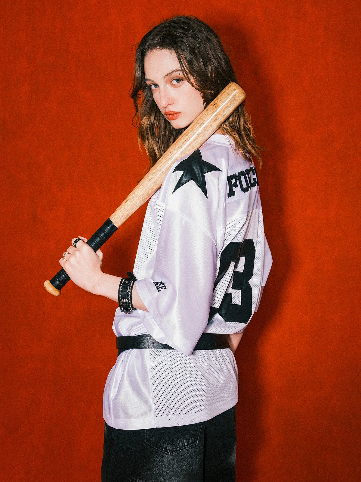 American blokette jersey short sleeve T-shirt women's loose retro breathable mesh sports tops