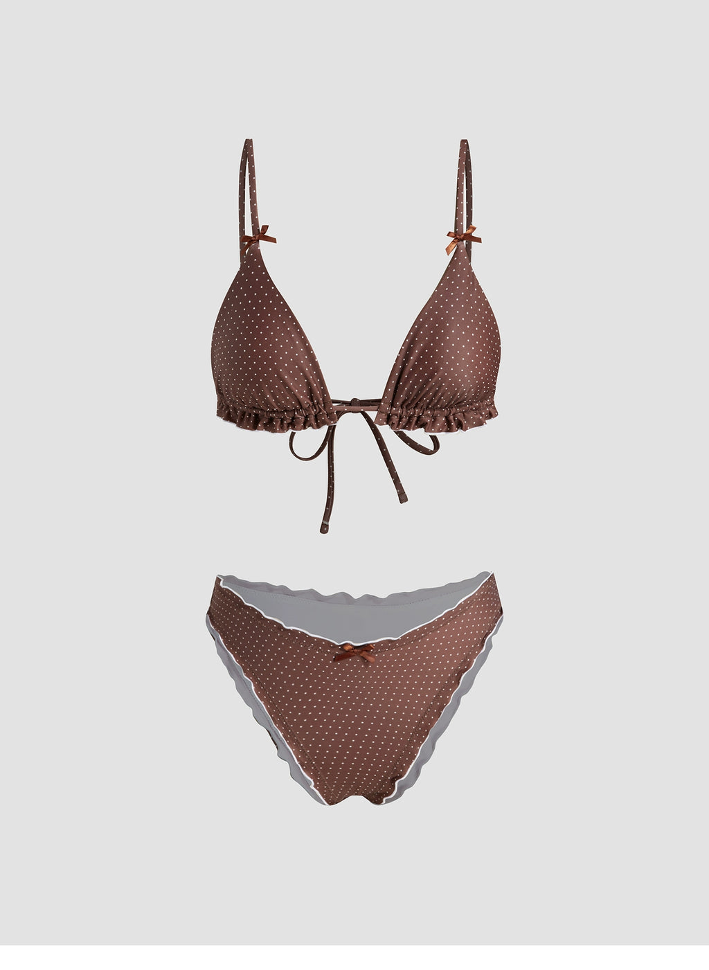 Ruffled Bow Hanging Neck Polo V-Neck Bikini suit