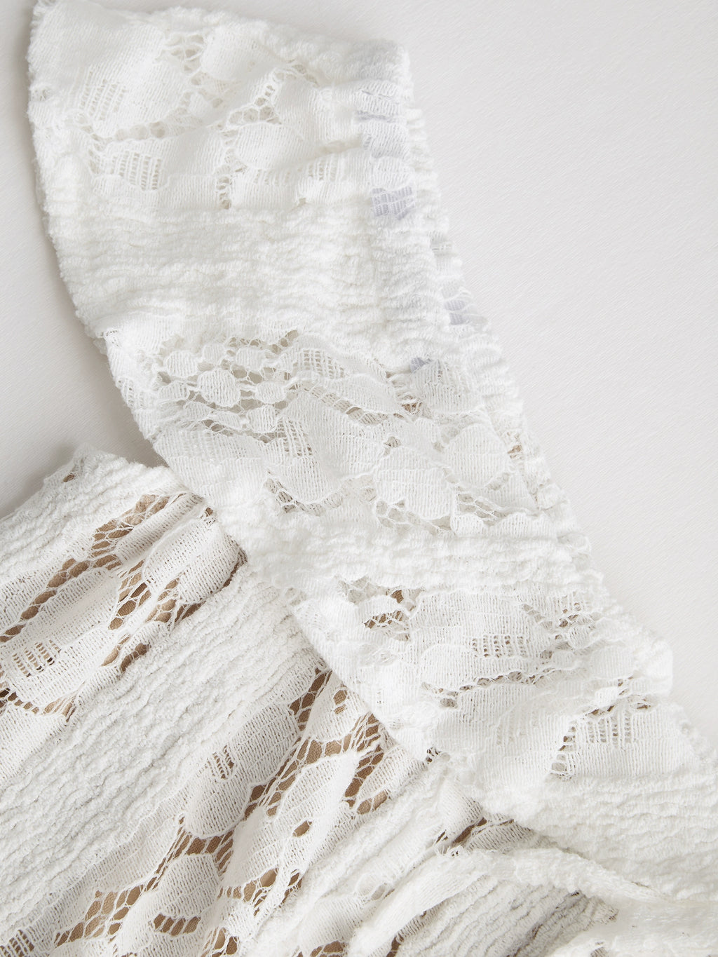 Lace Straight Neck Off-the-Shoulder Short Skirt Lace-up Waist Cropped Mesh One-Shoulder Dress