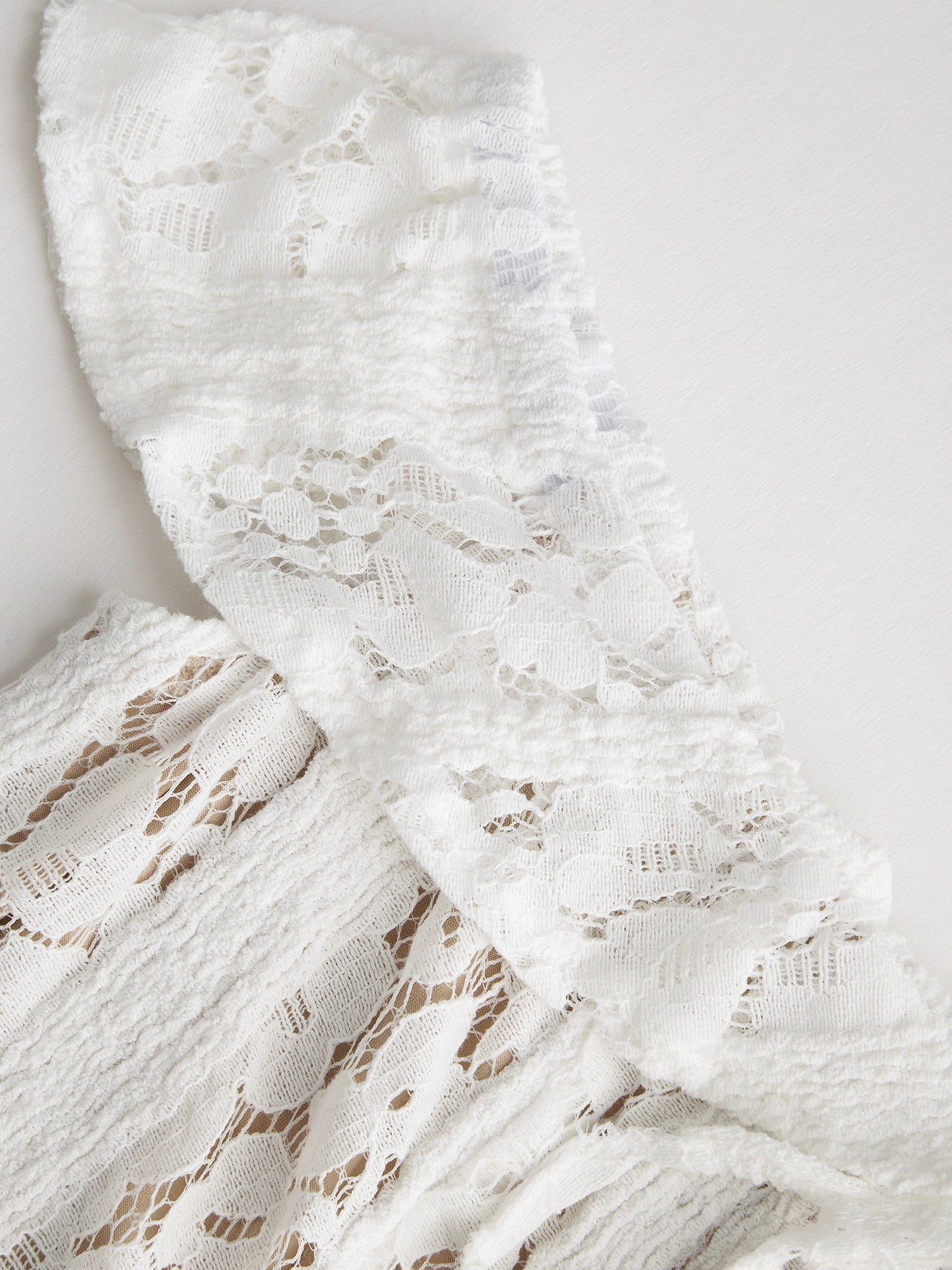 Lace Straight Neck Off-the-Shoulder Short Skirt Lace-up Waist Cropped Mesh One-Shoulder Dress