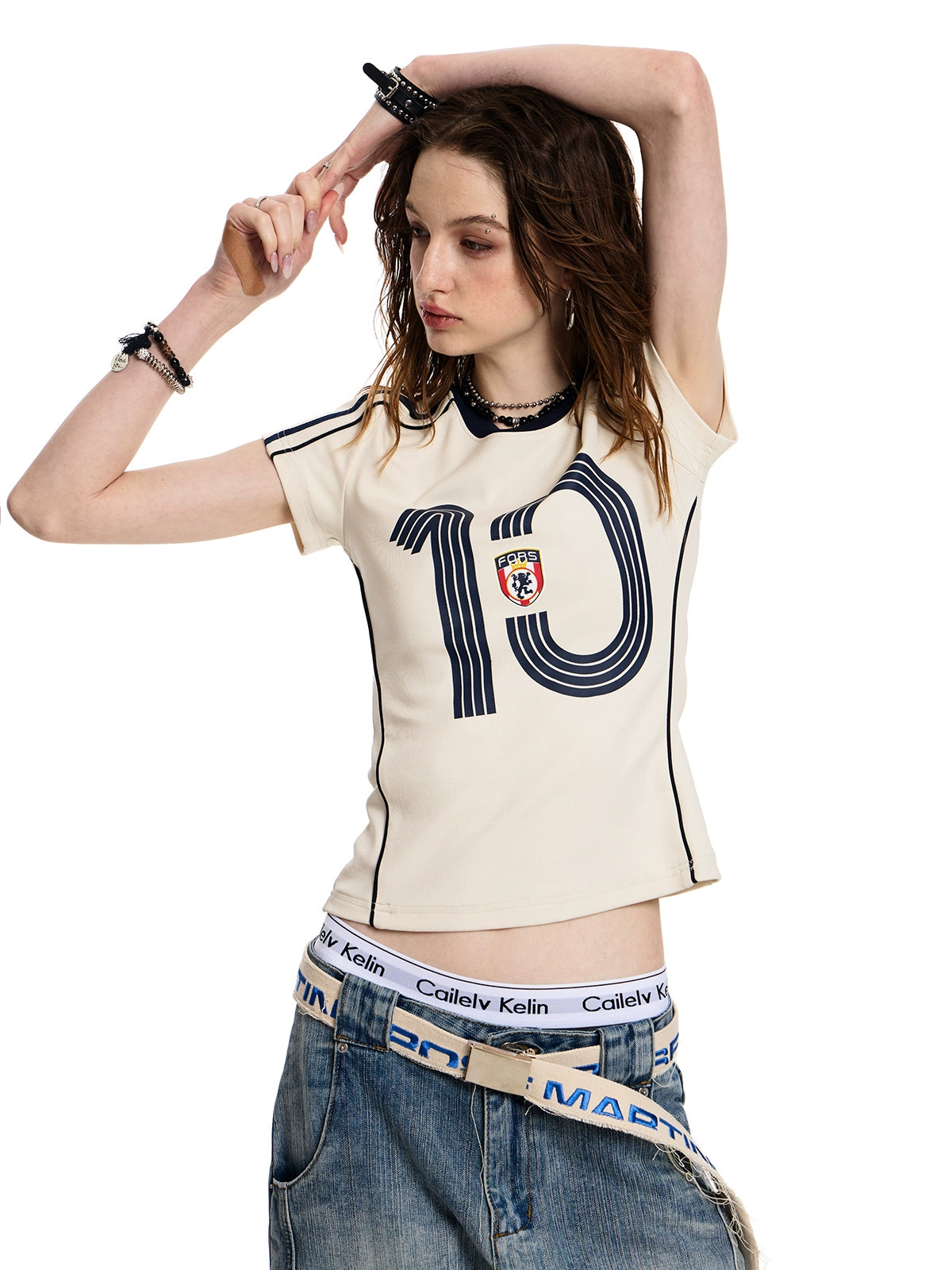 Retro Sports Jersey Short Sleeve T-Shirt Women's Slim American Fashion Brand Blokette Babes Top
