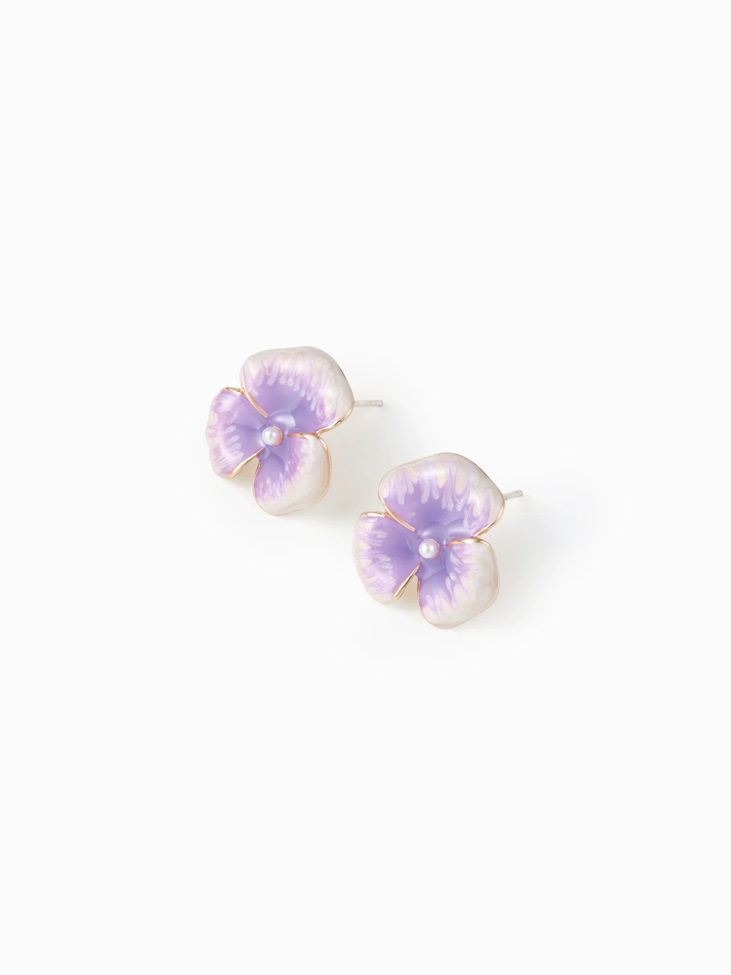 Imitation pearl decorative floral stud earrings