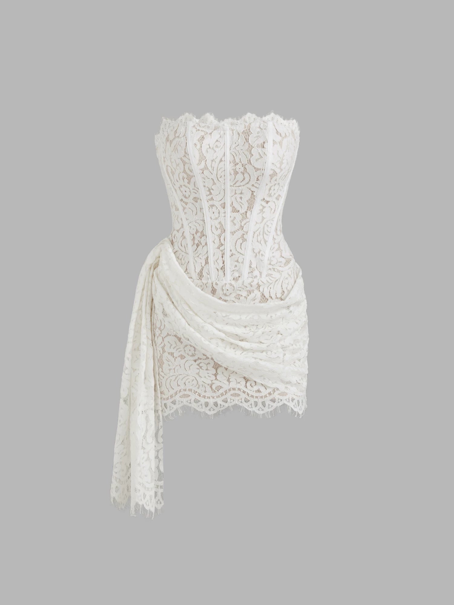 Lace Bandeau Lace-up Backless Mini Dress