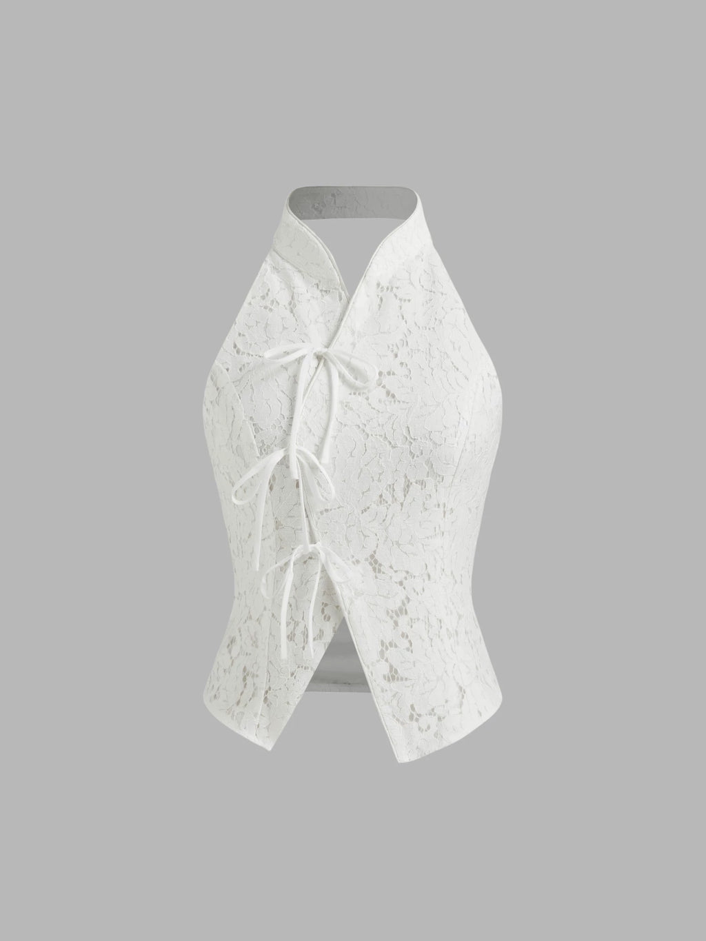 New Chinese Lapel Bow Slit Short Sleeveless Vest Top