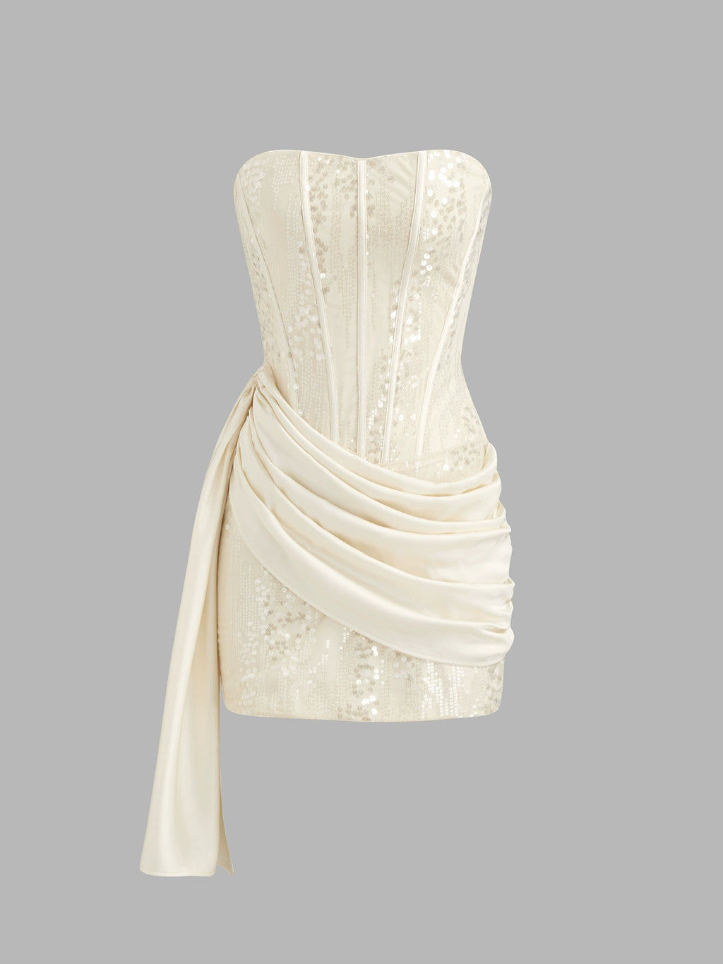 Sequin Lace-Up Chest Drape Mini Dress