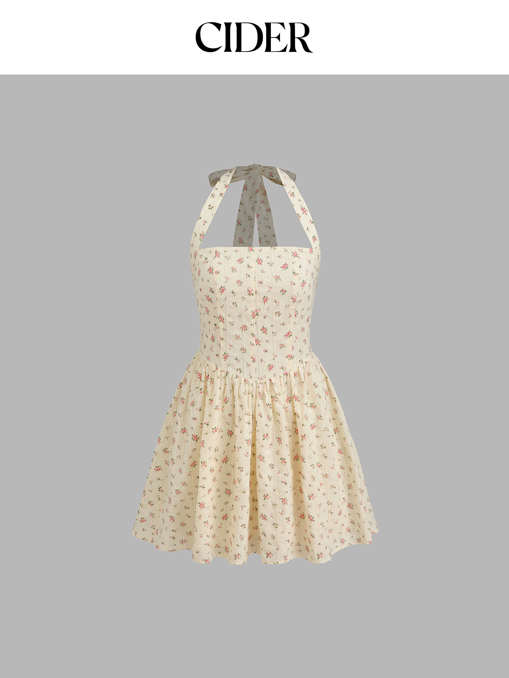 star genuine halter floral ruffled mini seaside resort dress
