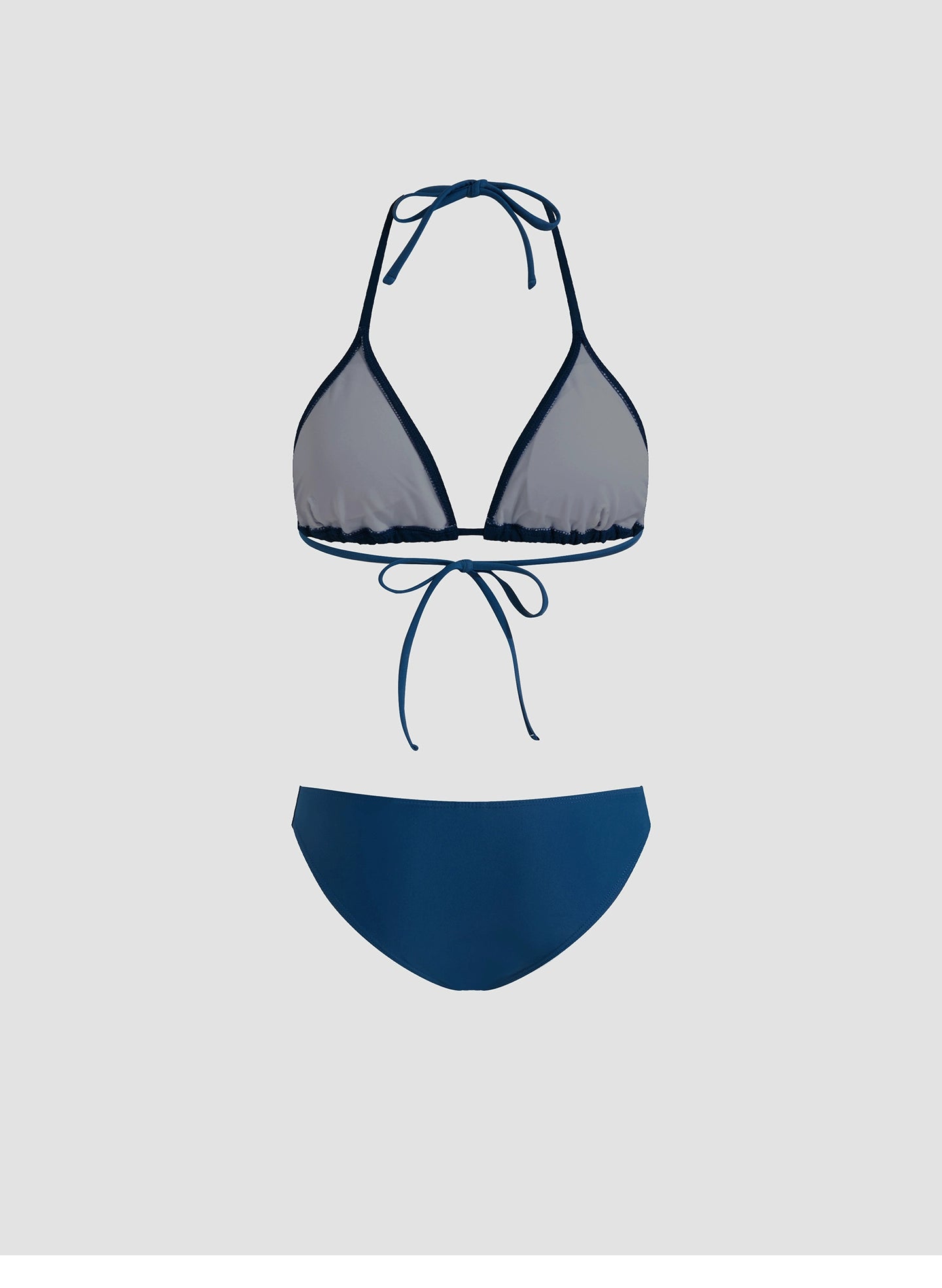 halter triangle bikini floral gauze swimsuit