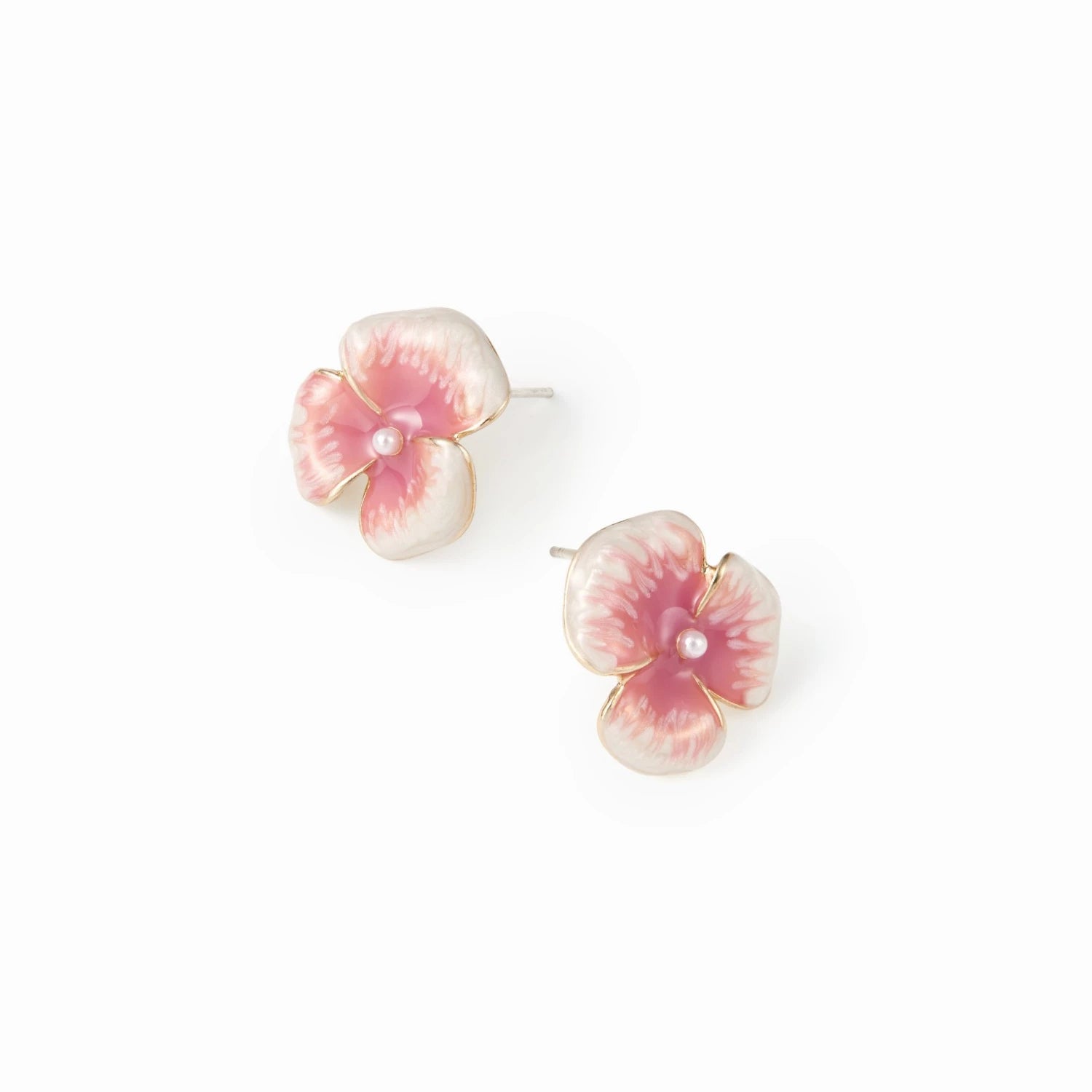 Imitation pearl decorative floral stud earrings