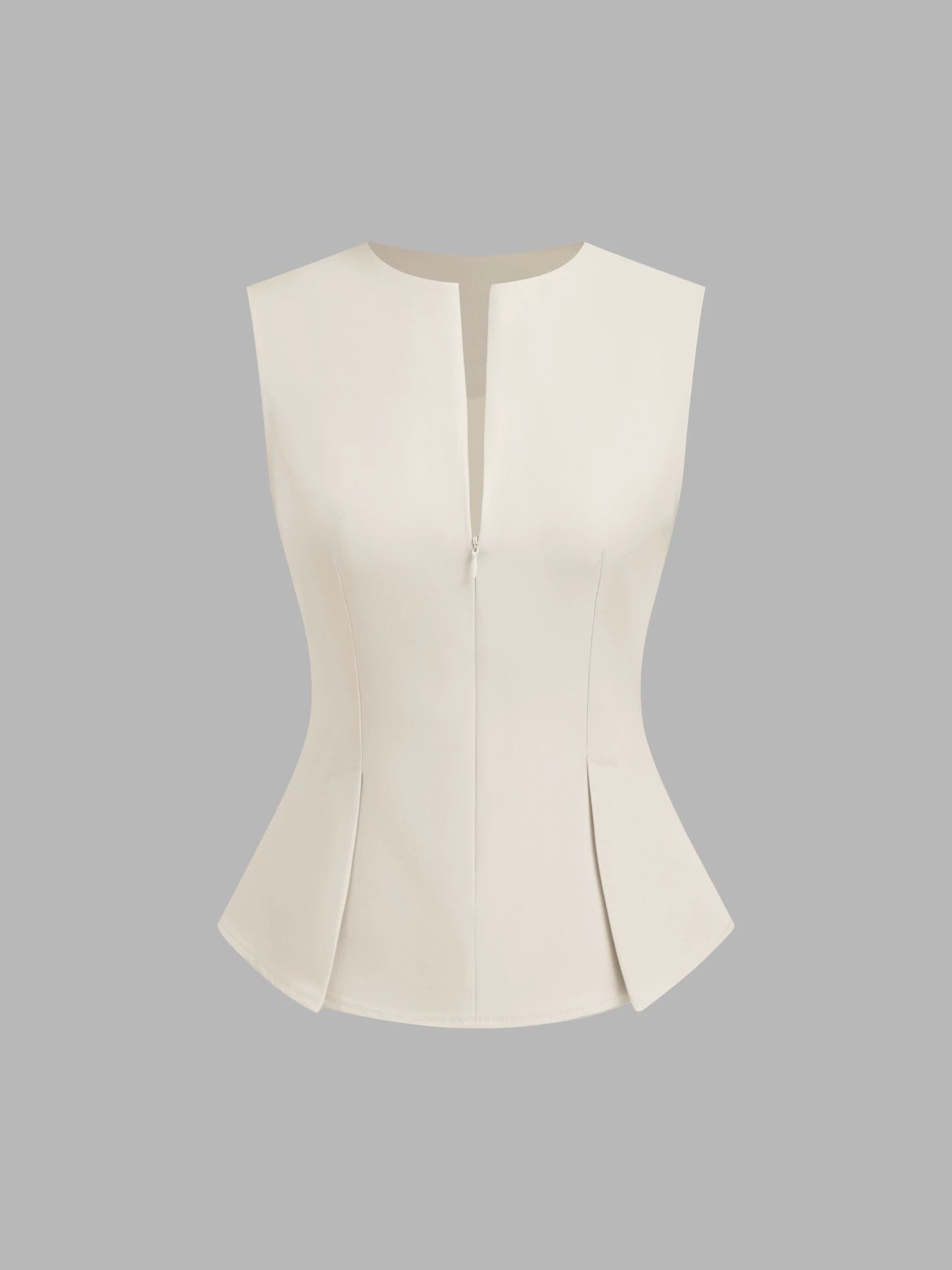 Half Zip Pleated Temperament Sleeveless Vest Top