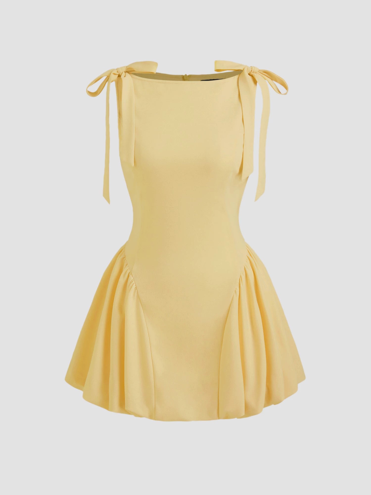 Star same genuine boat neck tie-up bow sleeveless girly dress