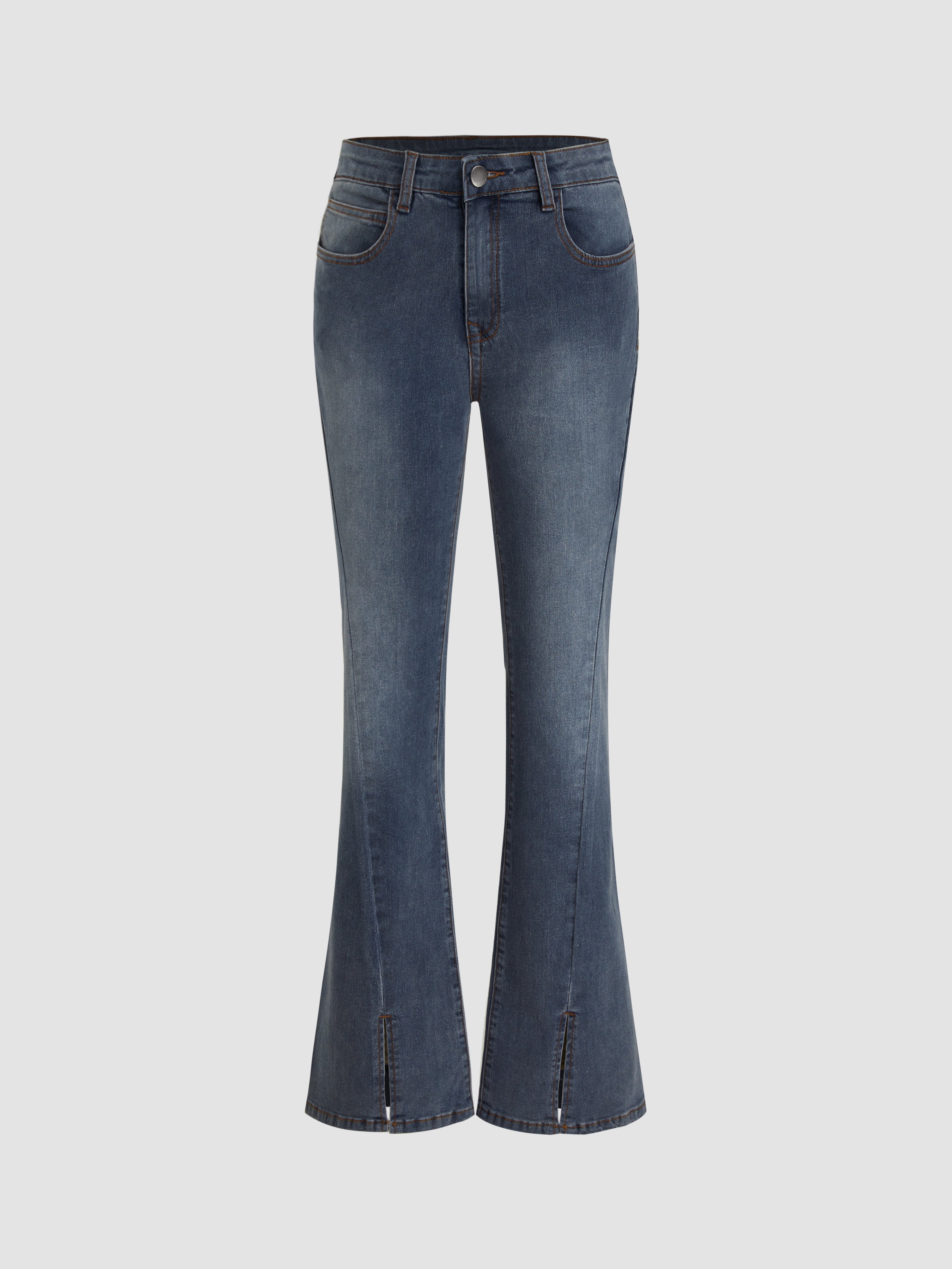High Stretch Low Rise Slit Flared Jeans
