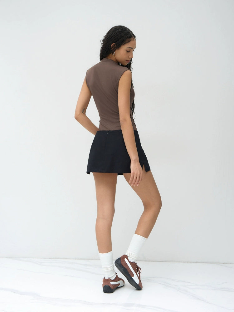 Cotton Low Waist Slit Skirt Short Summer New Sports Skirt