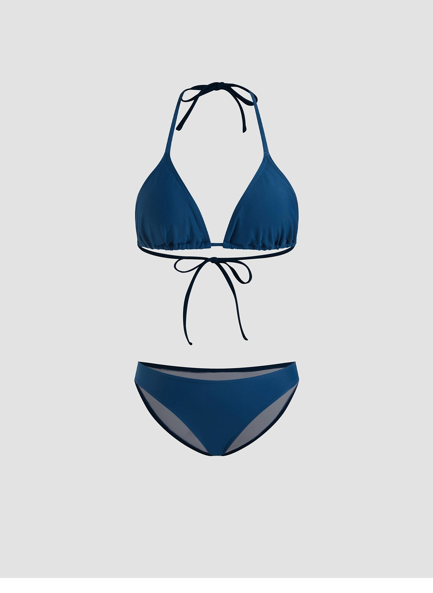 halter triangle bikini floral gauze swimsuit