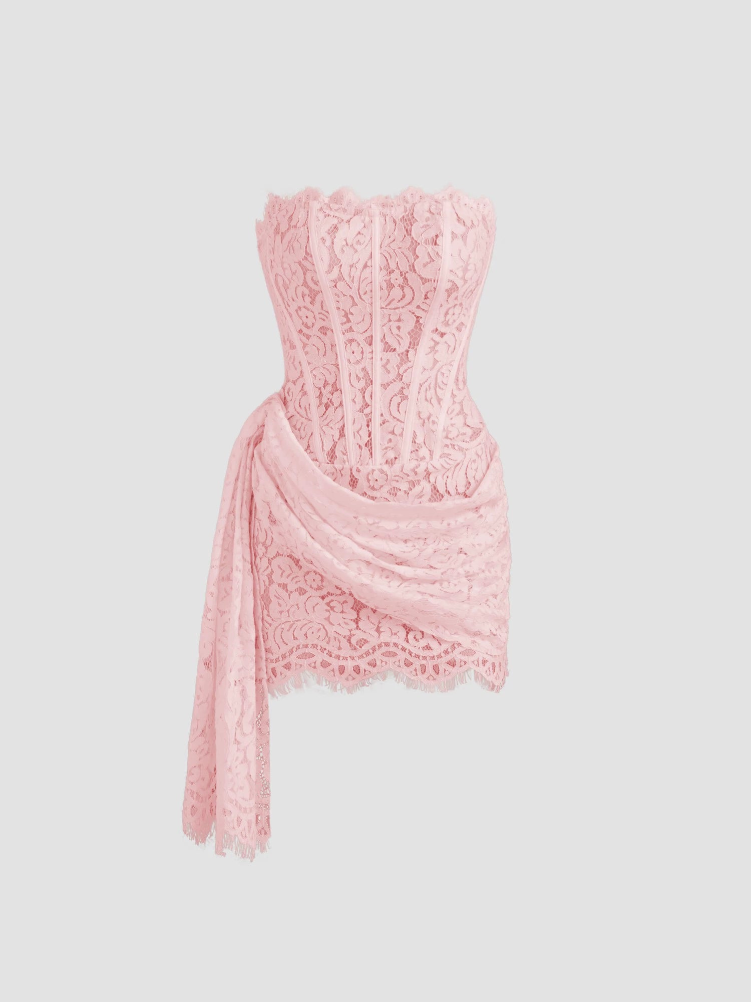 Lace Bandeau Lace-up Backless Mini Dress