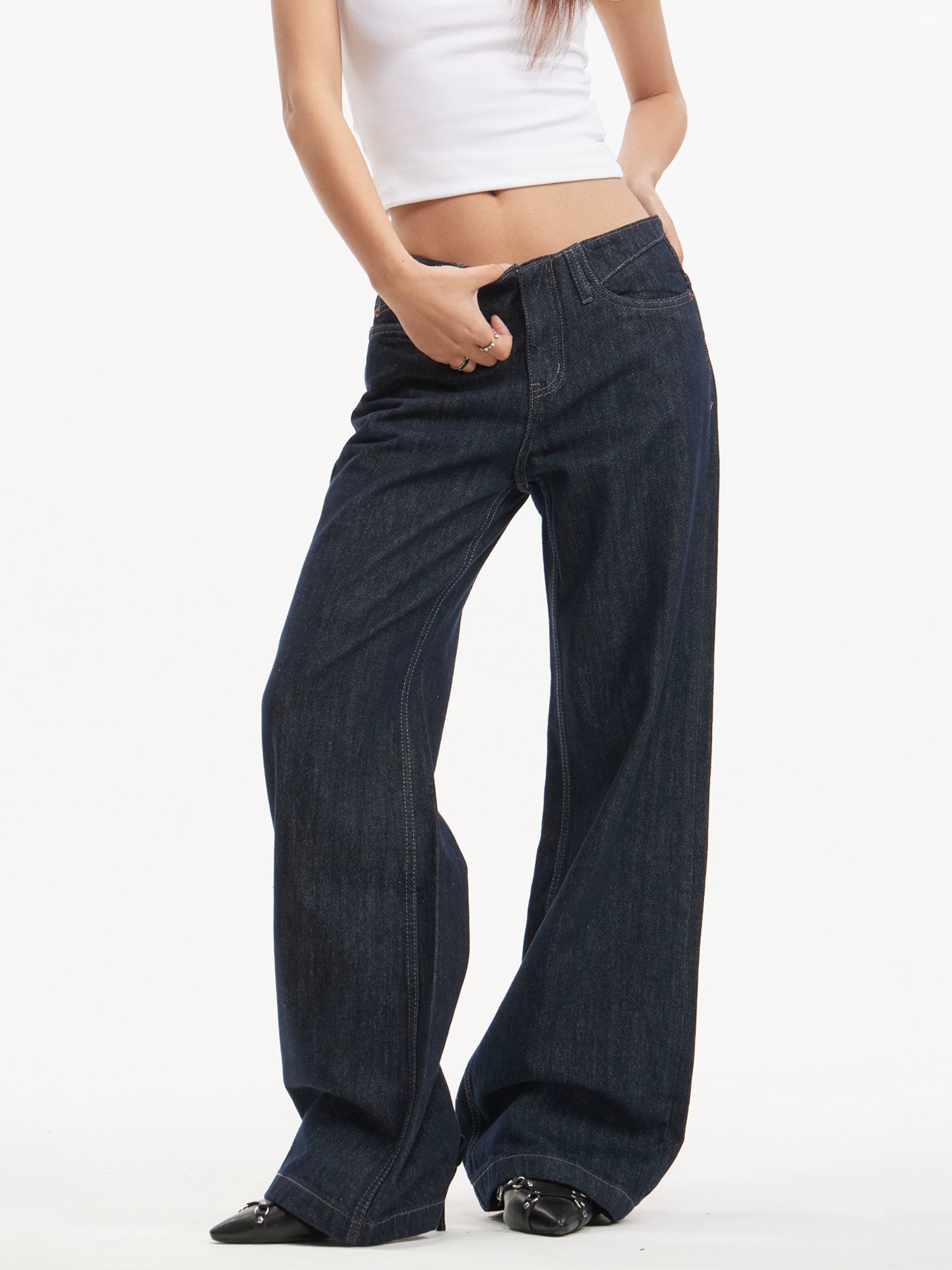 American vintage original cow color low rise straight leg jeans women's cleanfit trousers