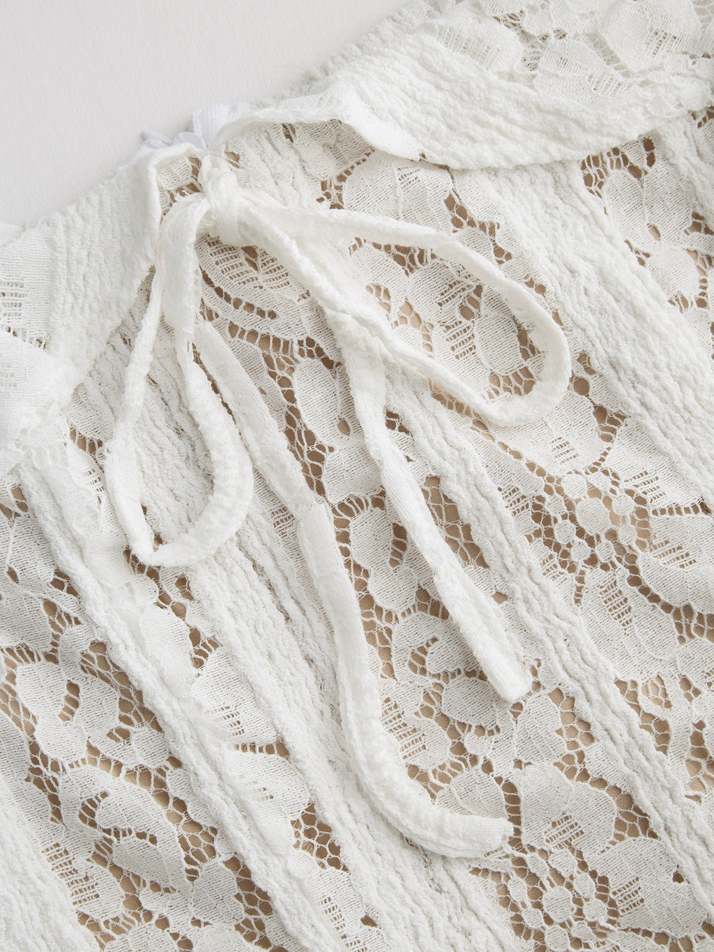 Lace Straight Neck Off-the-Shoulder Short Skirt Lace-up Waist Cropped Mesh One-Shoulder Dress