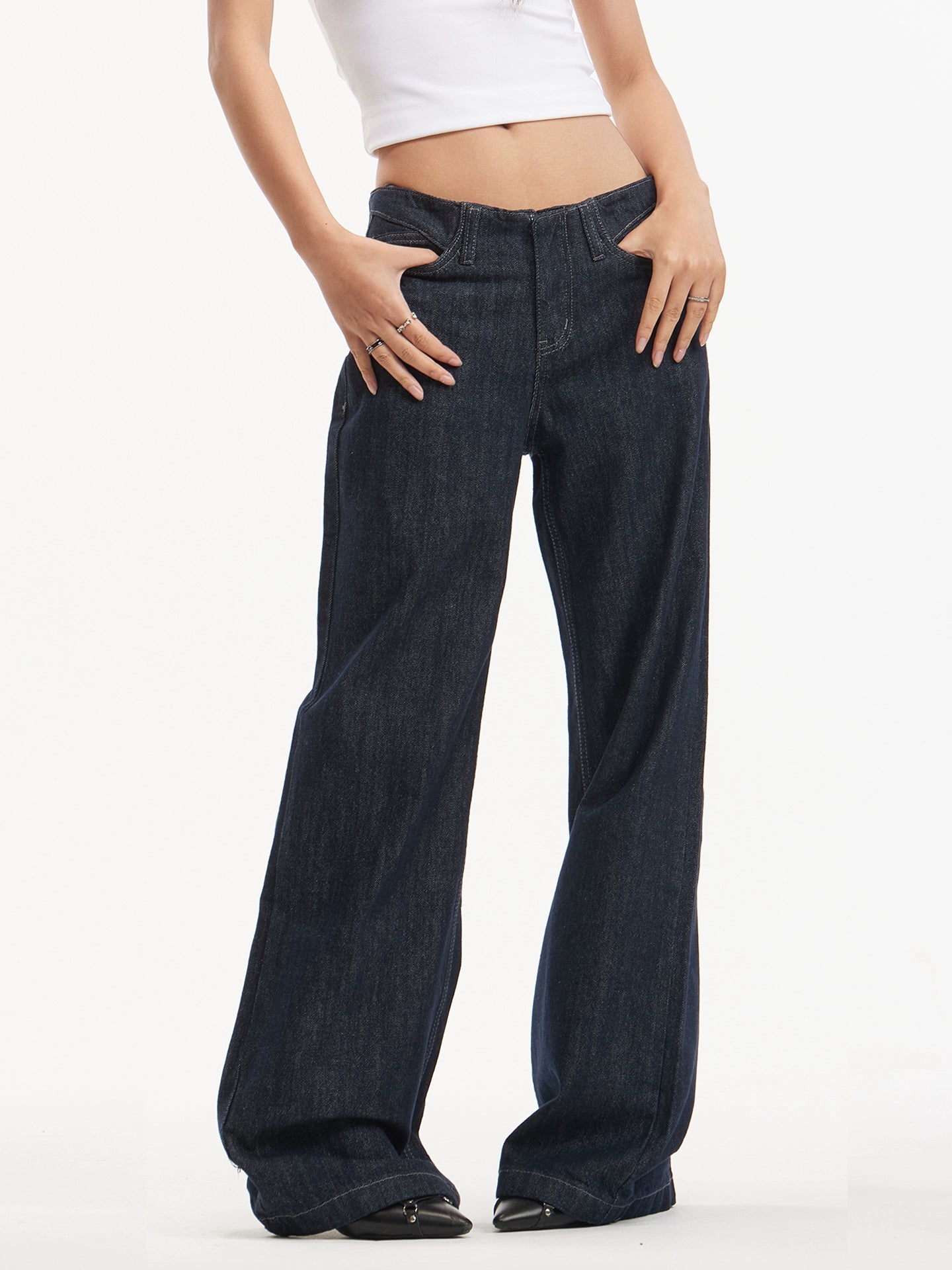 American vintage original cow color low rise straight leg jeans women's cleanfit trousers