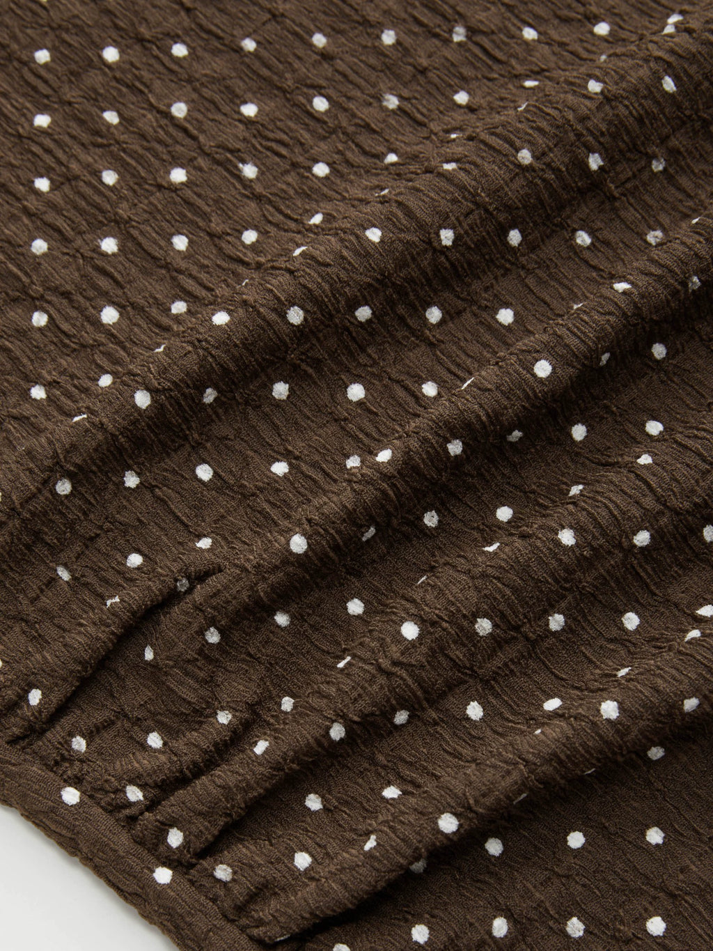 Polka Dot Lapel Short Sleeve Lace-up Slim Pleated Short Sleeveless Top