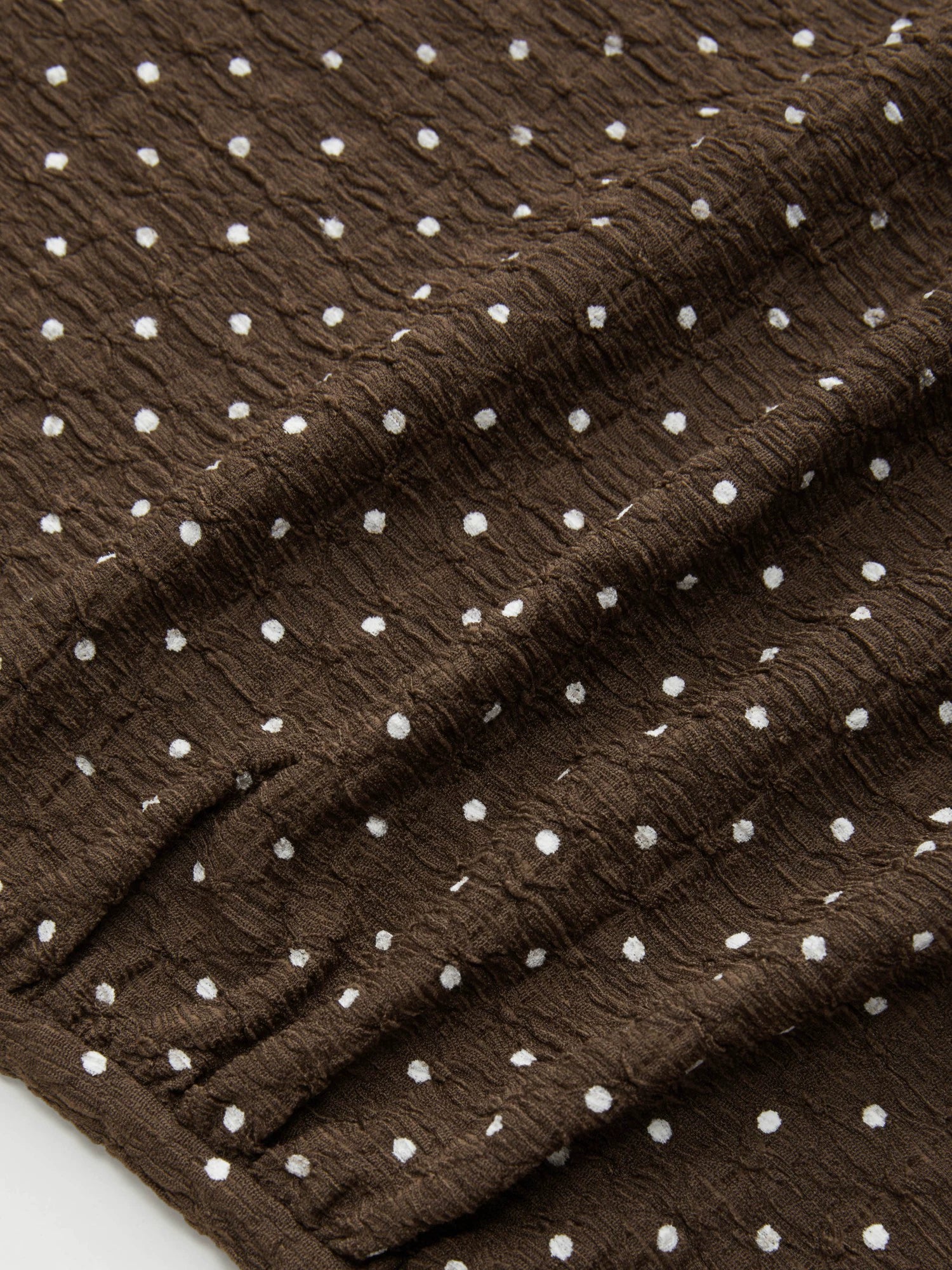 Polka Dot Lapel Short Sleeve Lace-up Slim Pleated Short Sleeveless Top