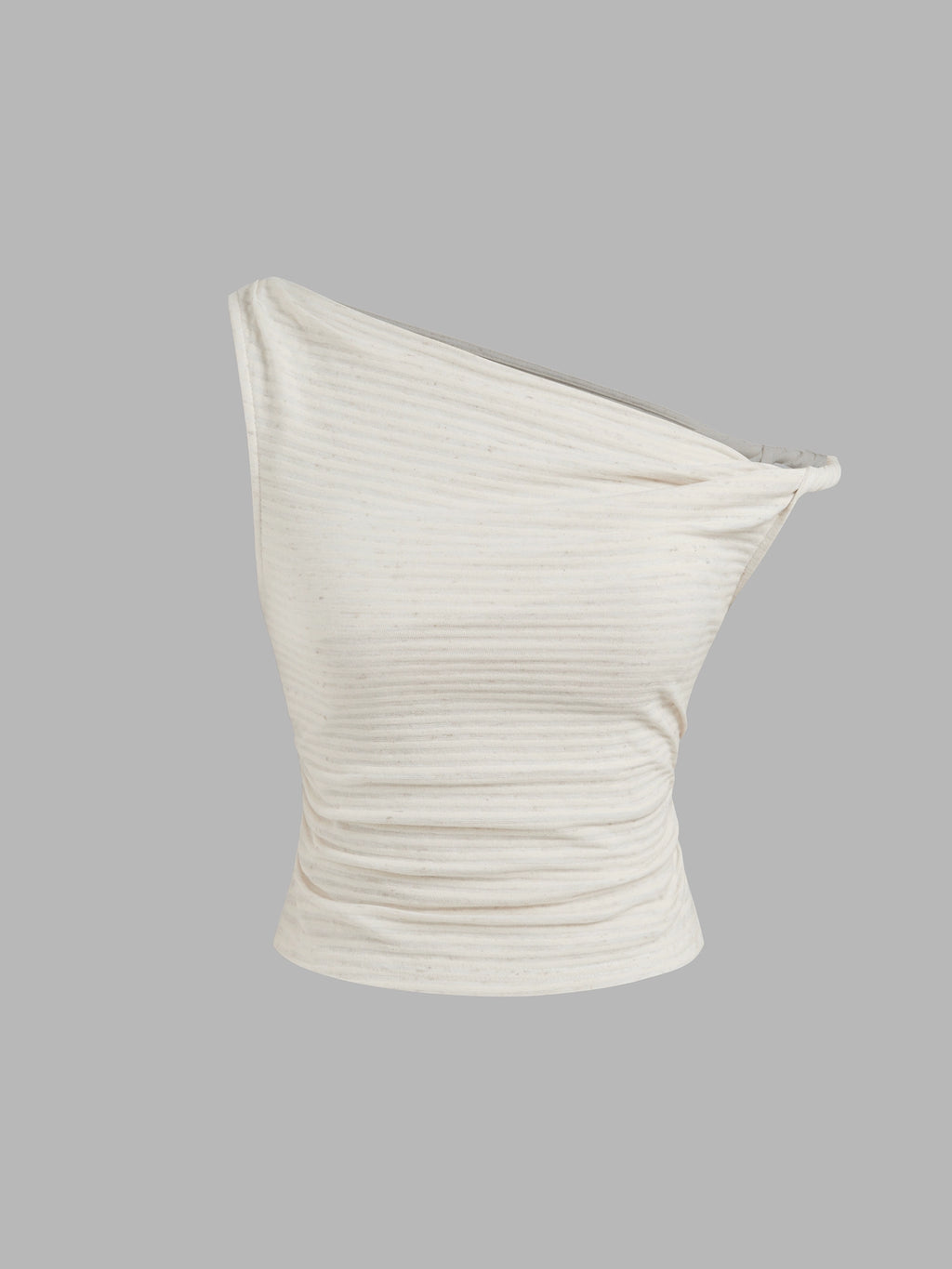 Cotton Blend Asymmetrical Kinked Slanted Shoulder Striped Top + Mini Short Skirt Set