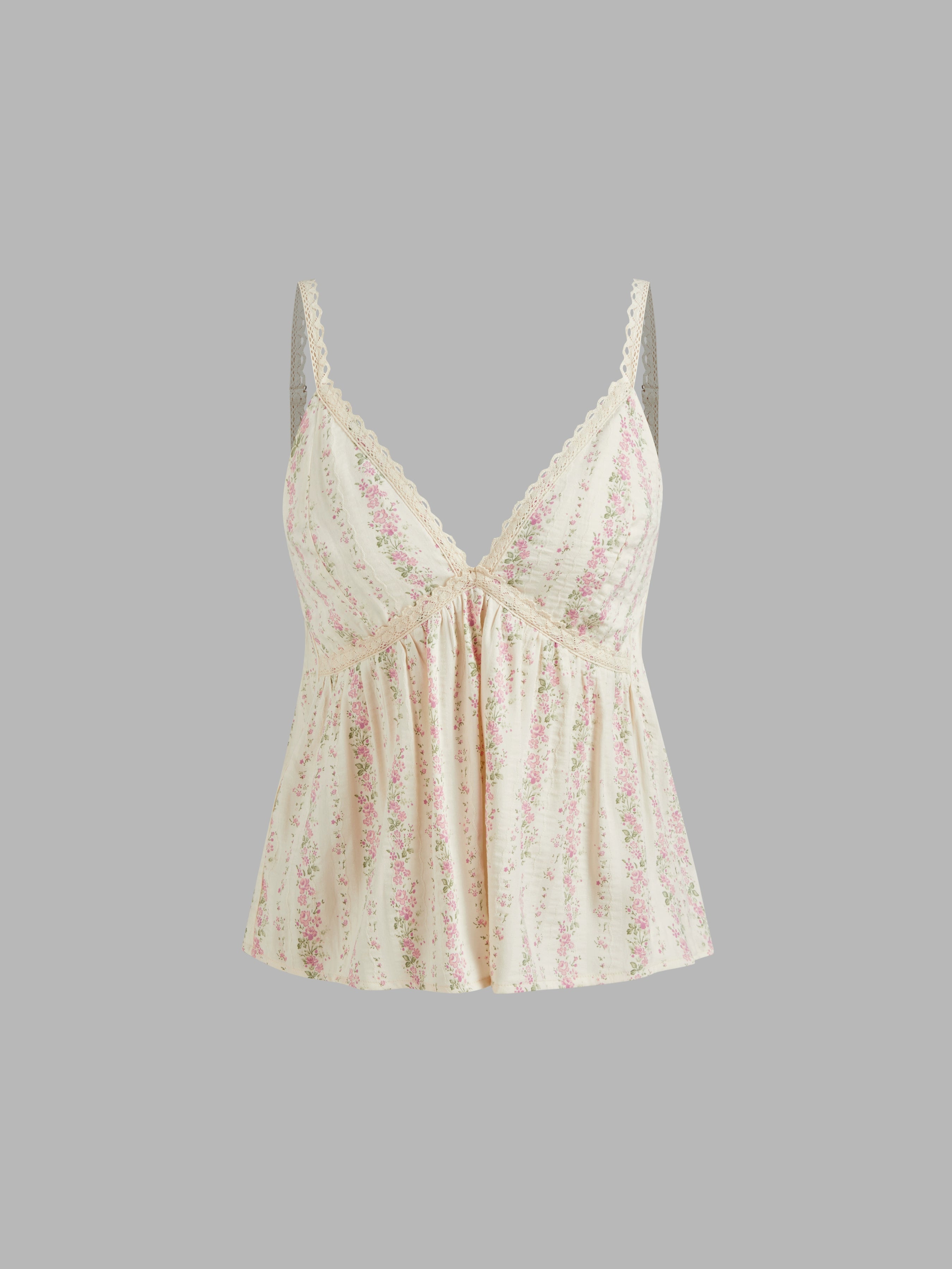 cotton blend floral V-neck summer new camisole women's sleeveless top