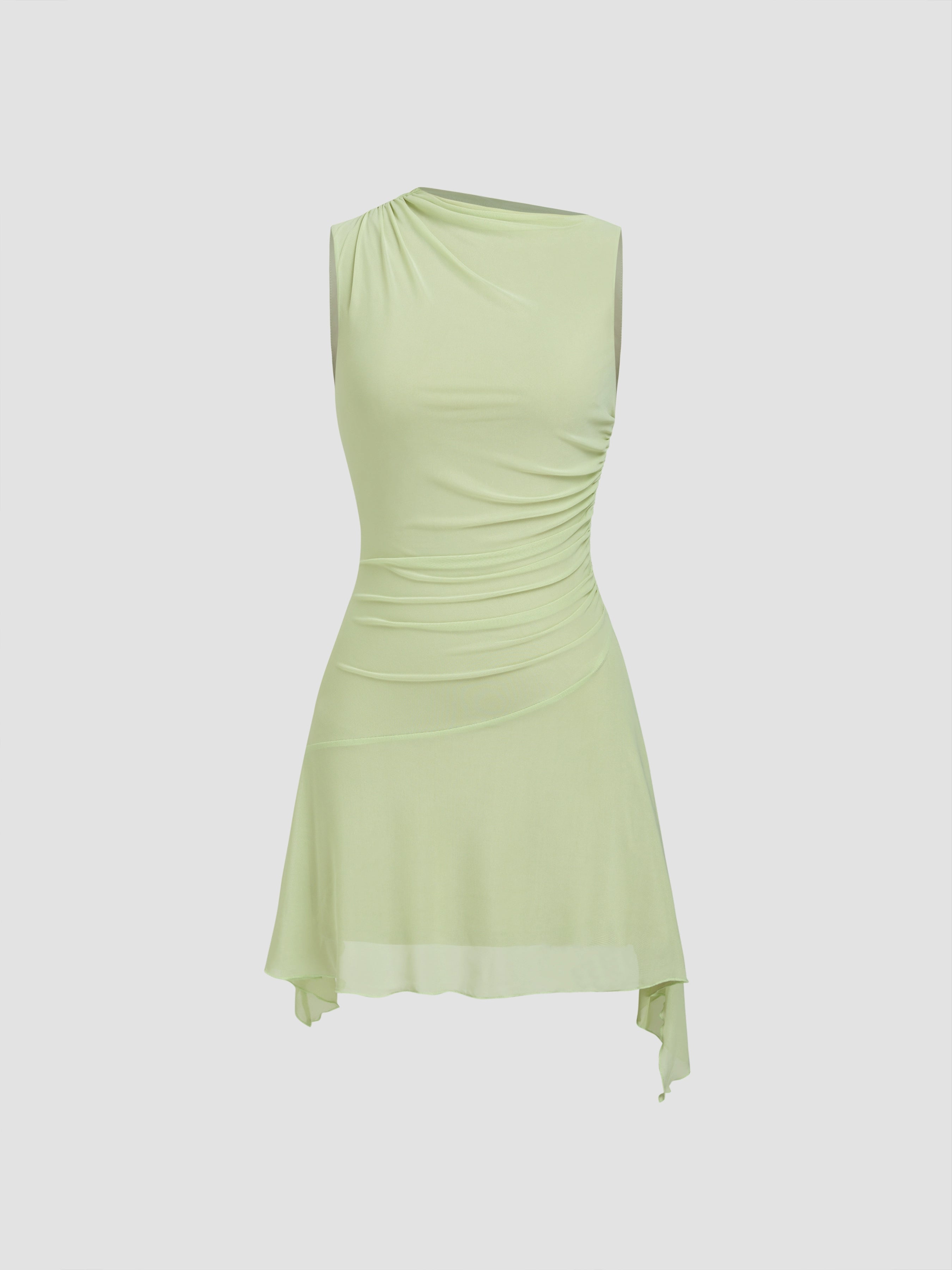 tie-dyed floral skirt asymmetric design high sense lace-up gauze tulle dress