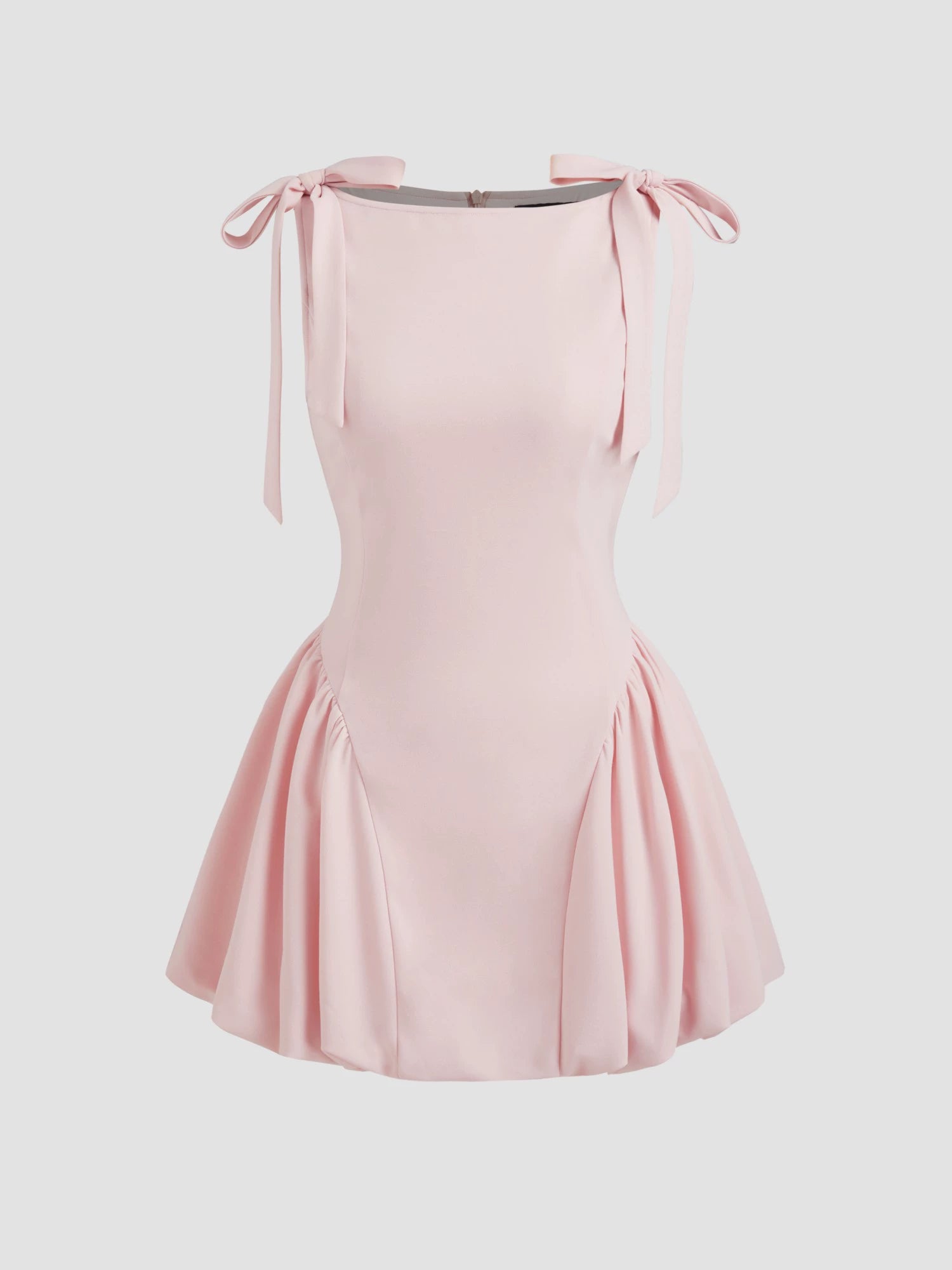 Star same genuine boat neck tie-up bow sleeveless girly dress