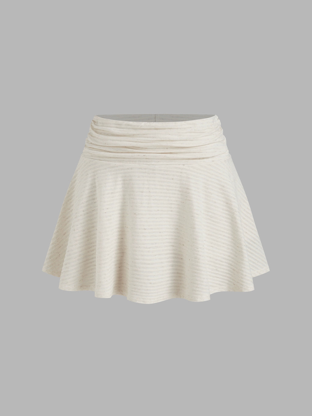 Cotton Blend Asymmetrical Kinked Slanted Shoulder Striped Top + Mini Short Skirt Set