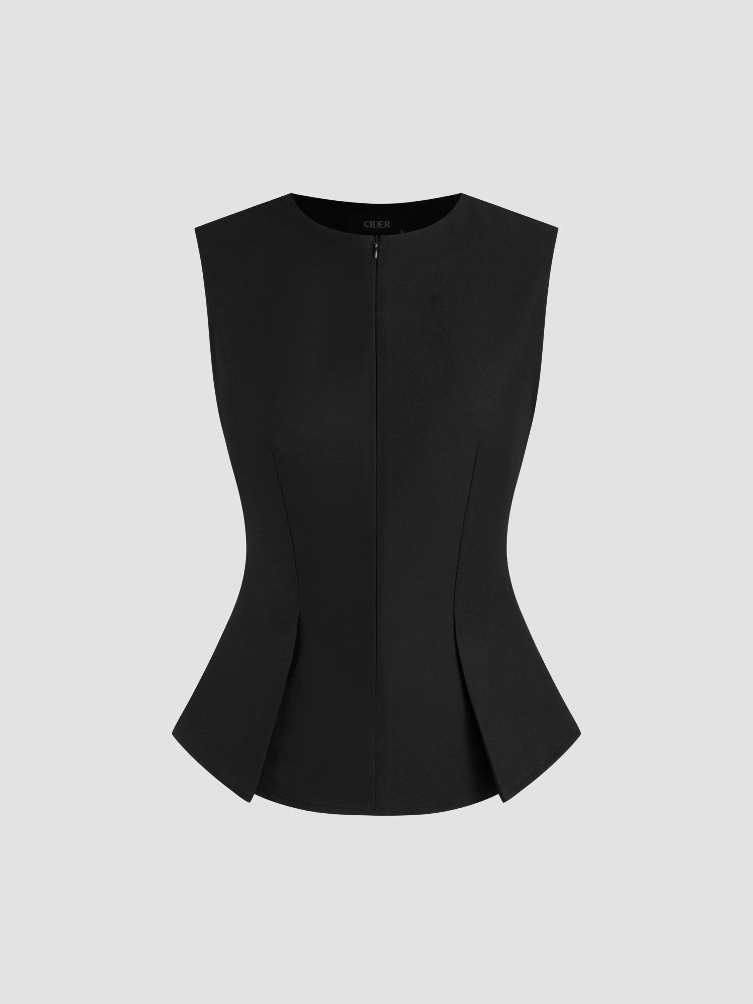 Half Zip Pleated Temperament Sleeveless Vest Top