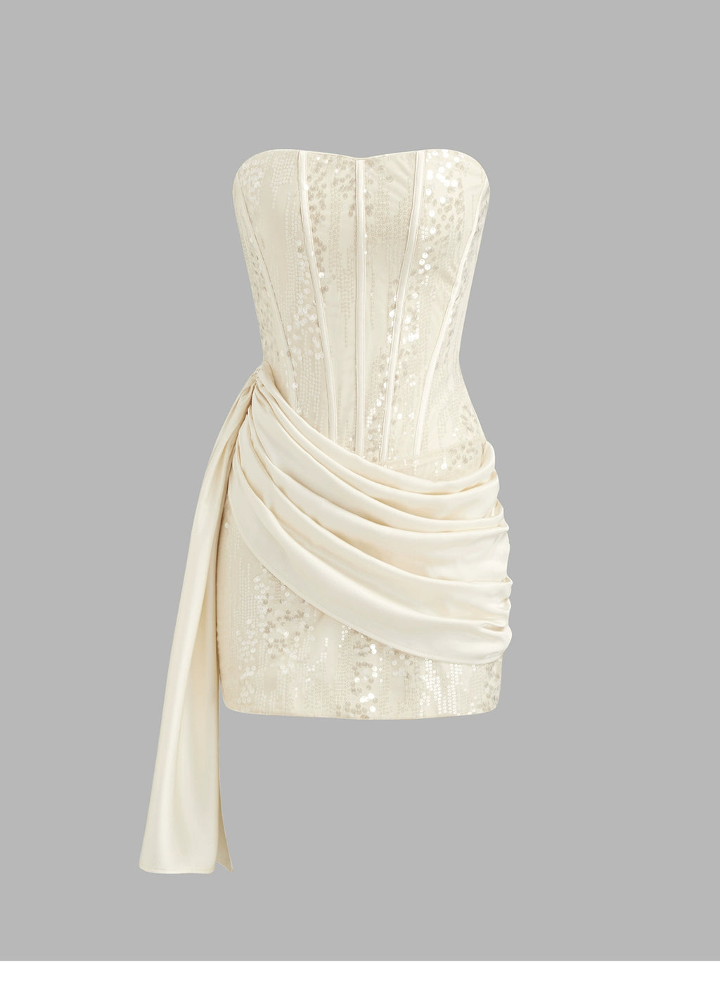 Sequin Lace-Up Chest Drape Mini Dress