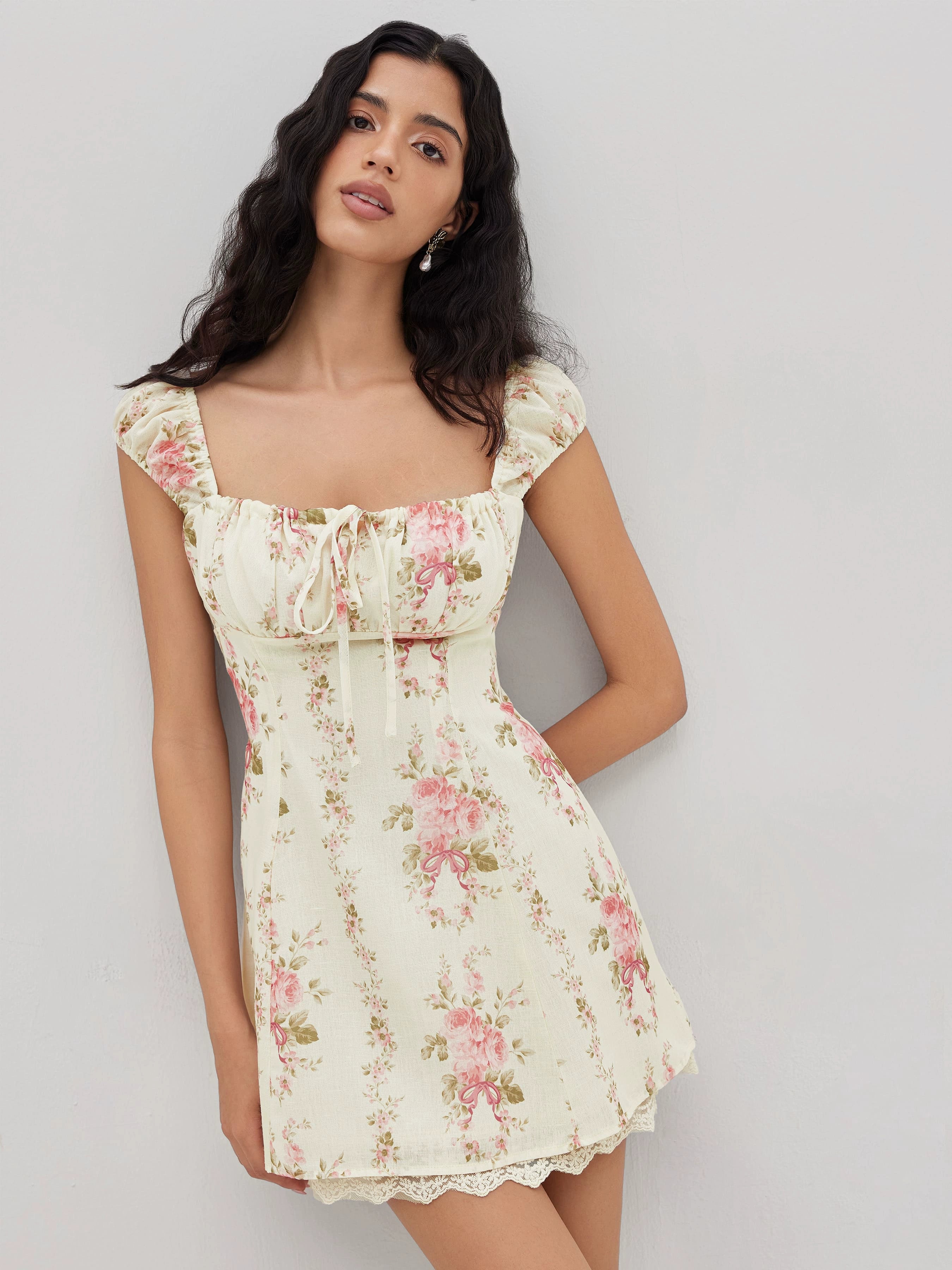 Star same genuine French sundress summer floral slip mini dress