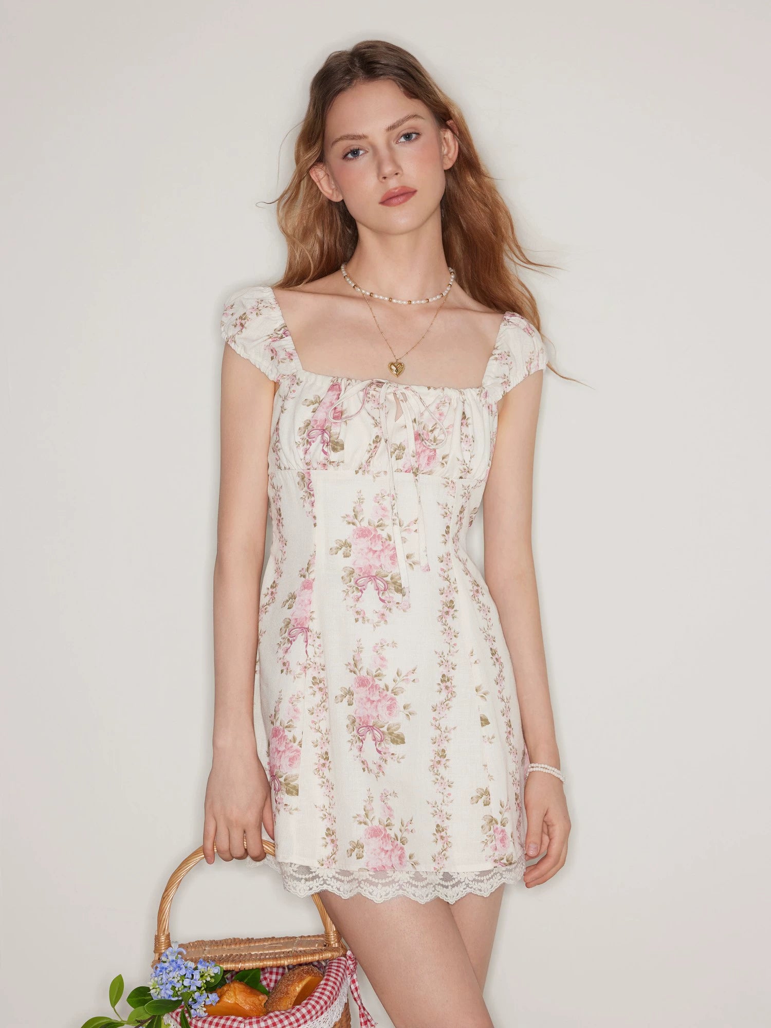 Star same genuine French sundress summer floral slip mini dress