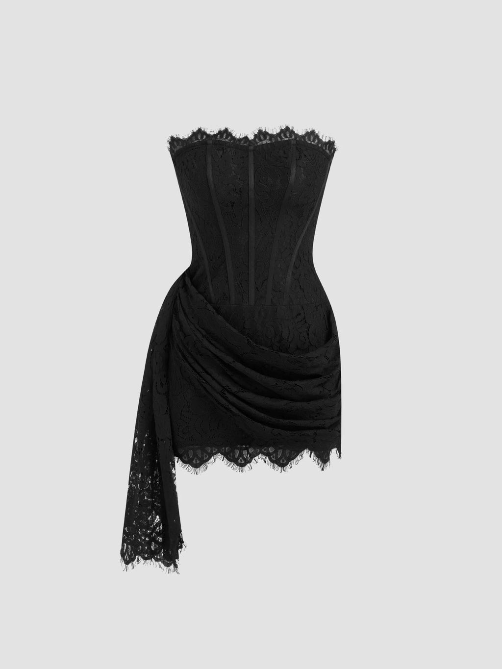 Lace Bandeau Lace-up Backless Mini Dress