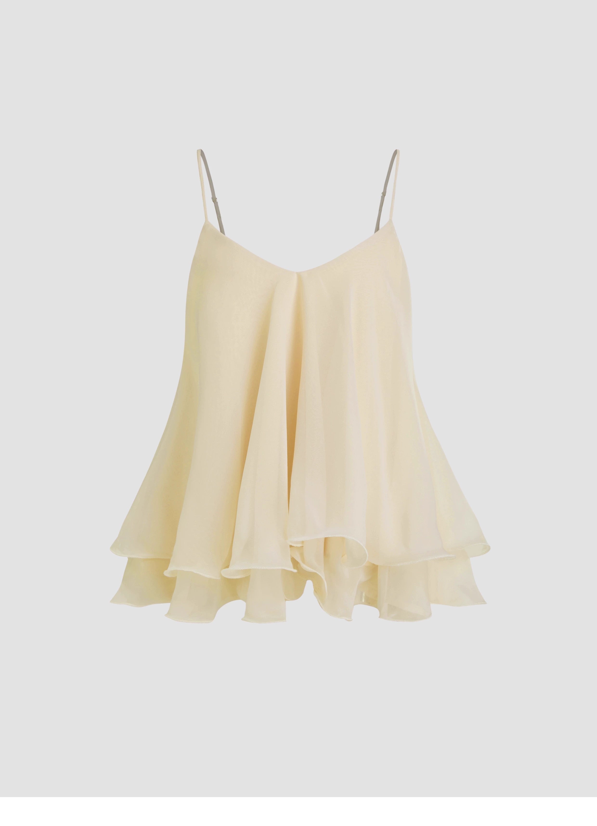 Lace-up Lace-up Ruffled Mesh Tulle Suspender Cropped Top