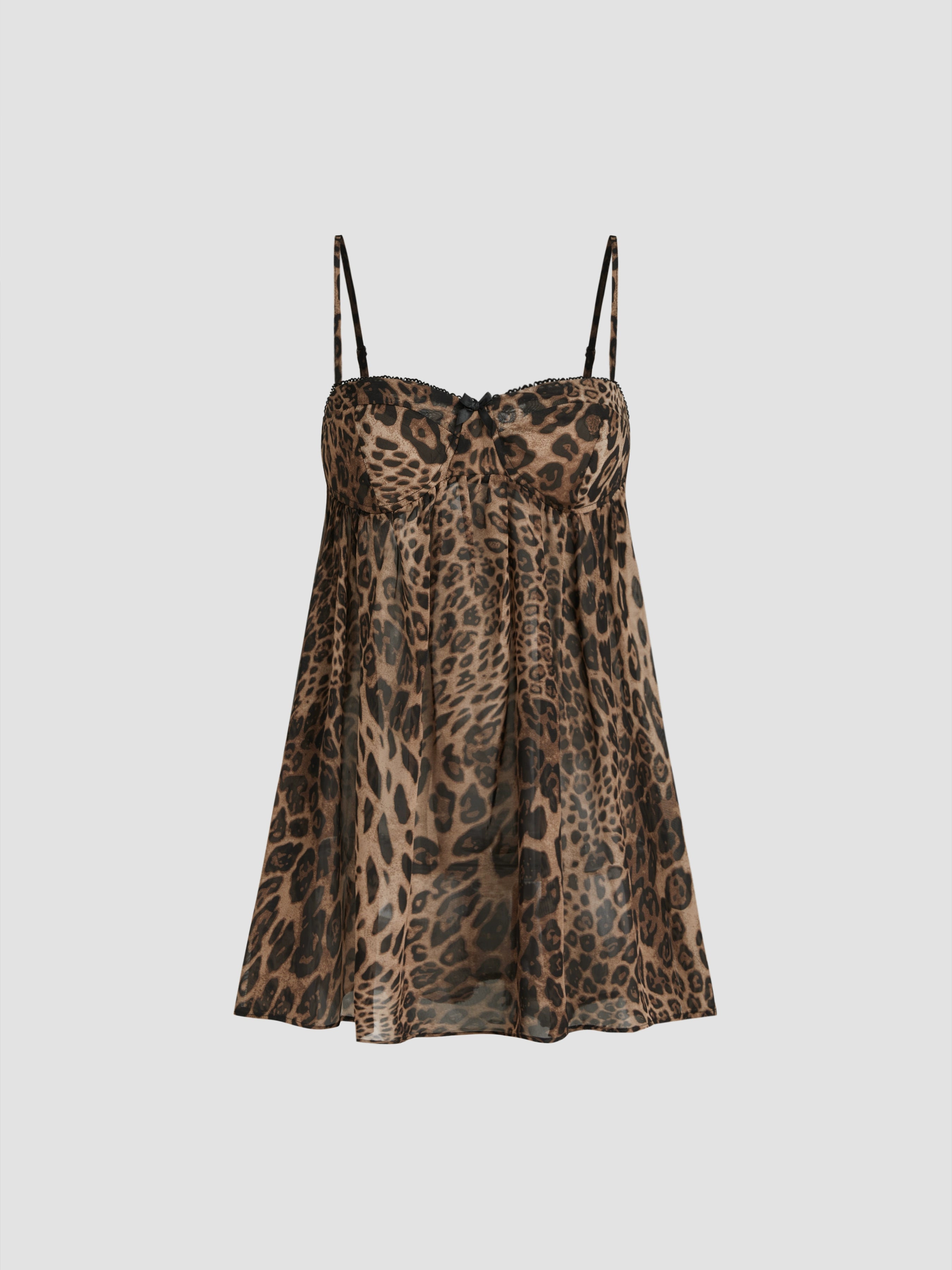 star genuine goods leopard print bow skirt chiffon loose sexy suspenders dress