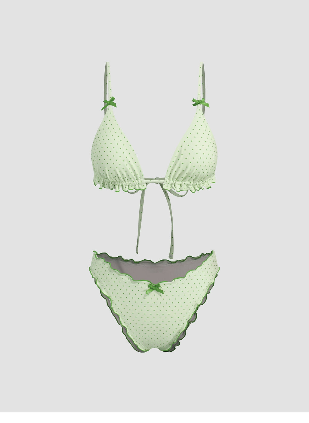 Ruffled Bow Hanging Neck Polo V-Neck Bikini suit