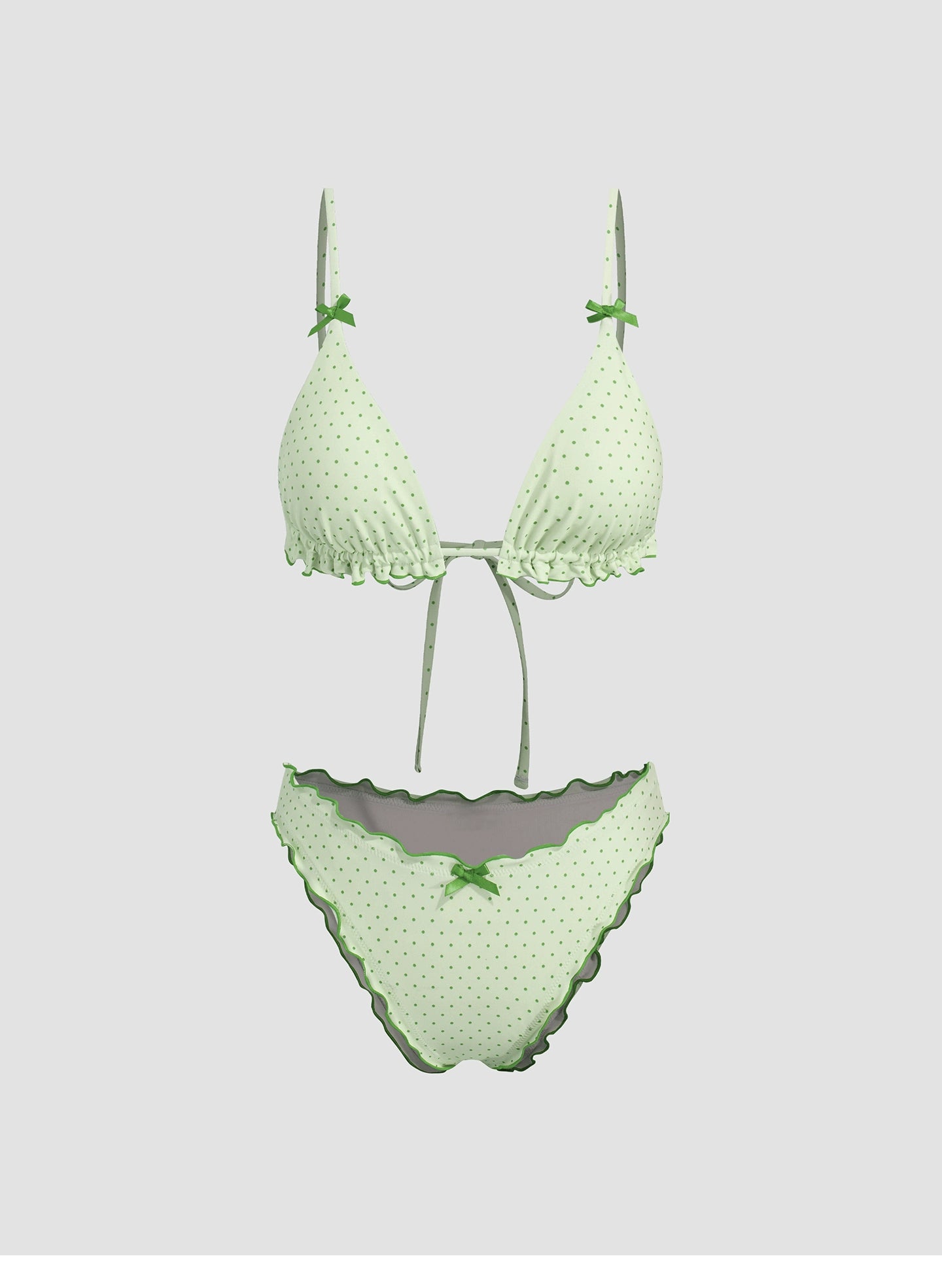 Ruffled Bow Hanging Neck Polo V-Neck Bikini suit