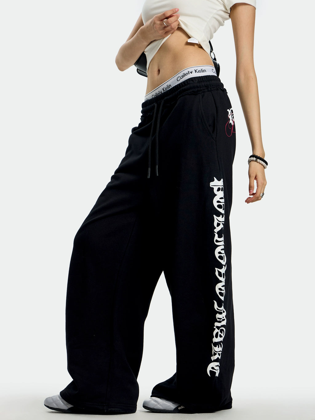 Gothic American trendy brand wide-leg sweatpants for men and women loose drape casual street dance sports pants