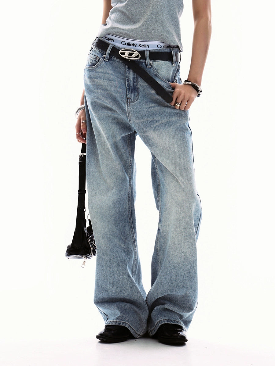 Wash Cleanfit Jeans Men's and Women's Loose American Retro Trendy Casual Straight Pants