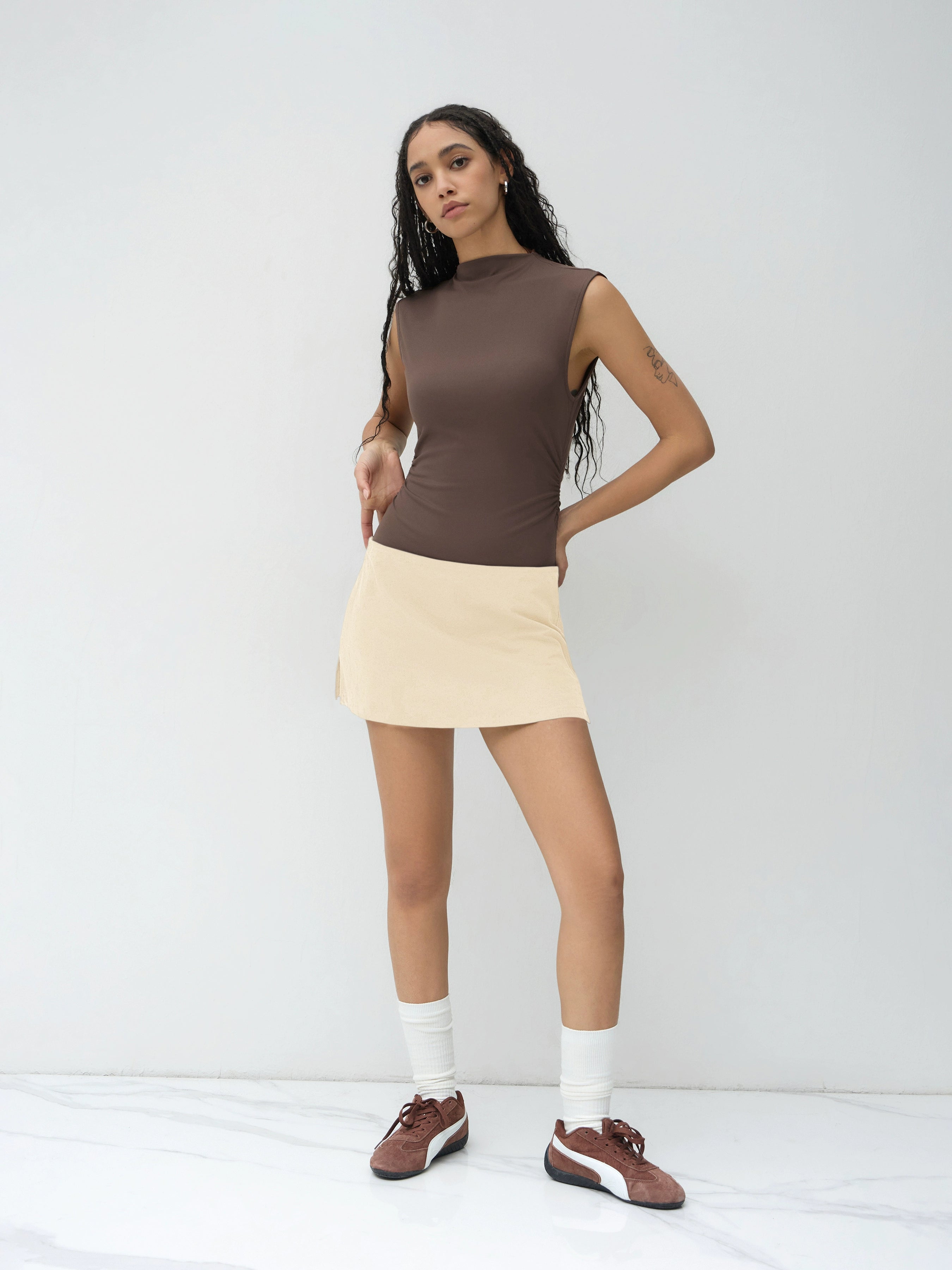 Cotton Low Waist Slit Skirt Short Summer New Sports Skirt