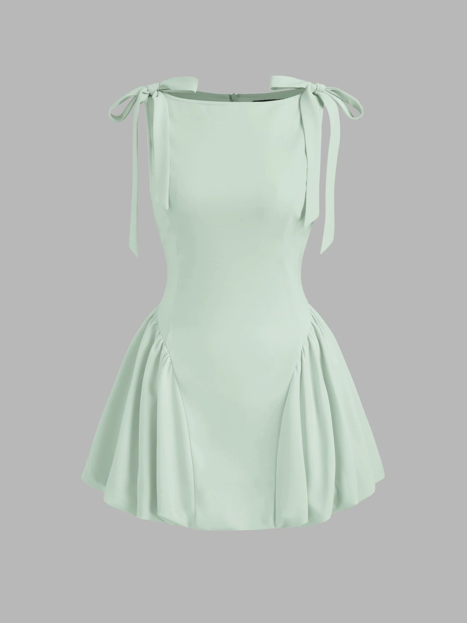 Star same genuine boat neck tie-up bow sleeveless girly dress