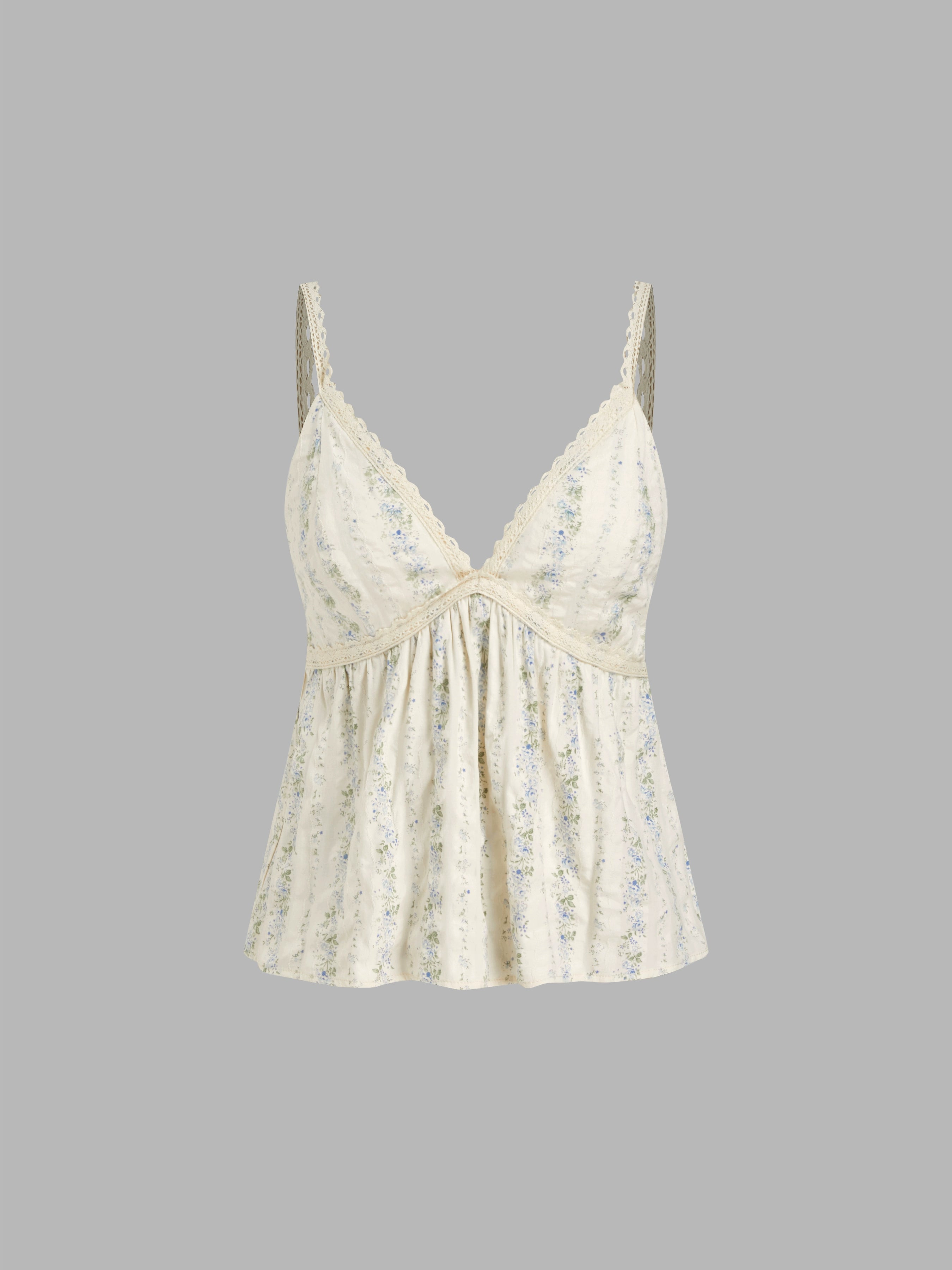 cotton blend floral V-neck summer new camisole women's sleeveless top