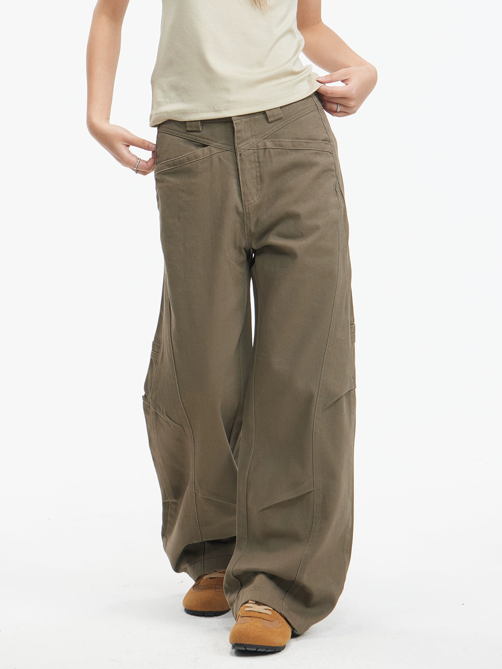 American retro deconstructed versatile casual trousers women's vibe design sense cargo pants