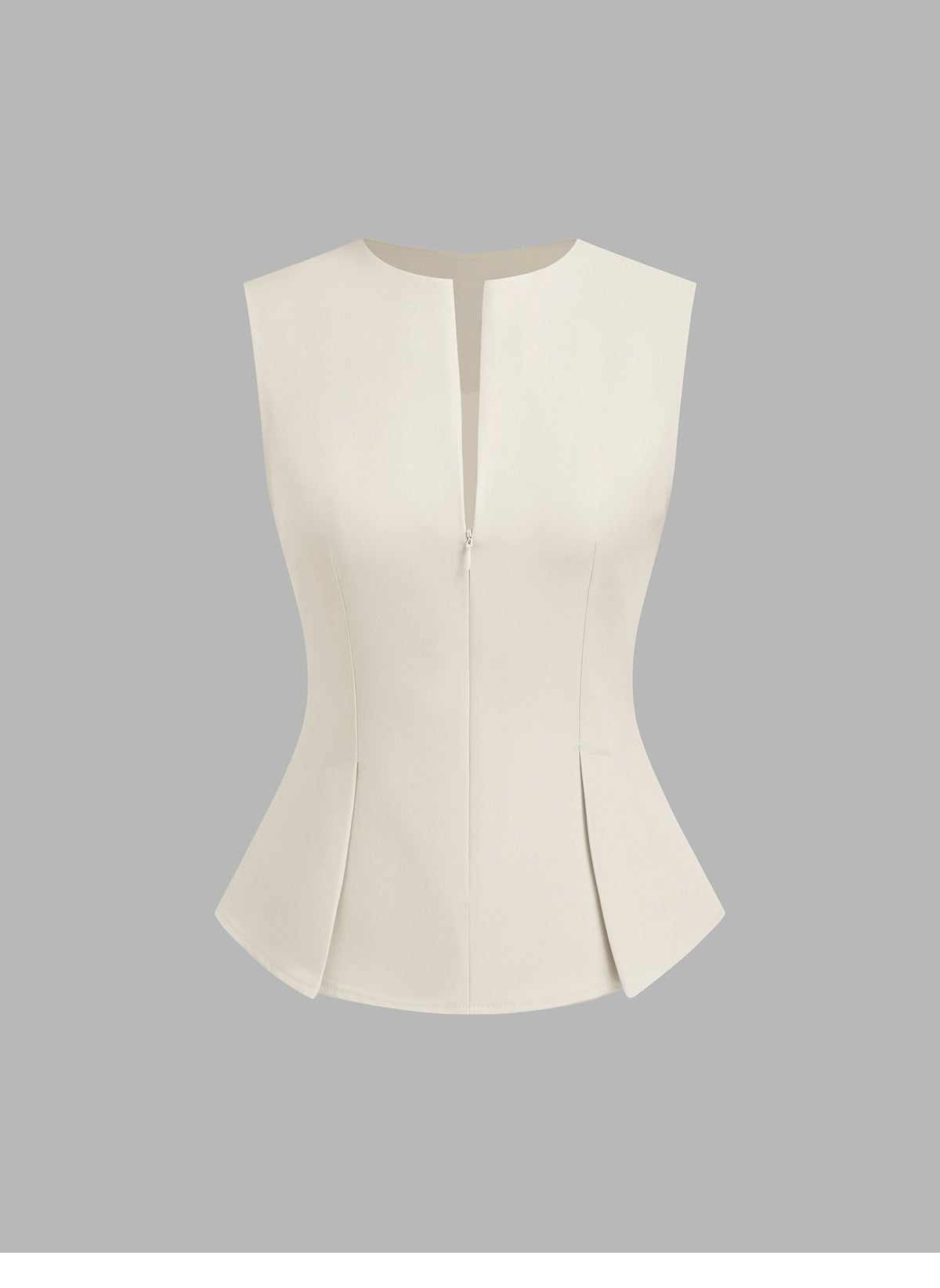 Half Zip Pleated Temperament Sleeveless Vest Top